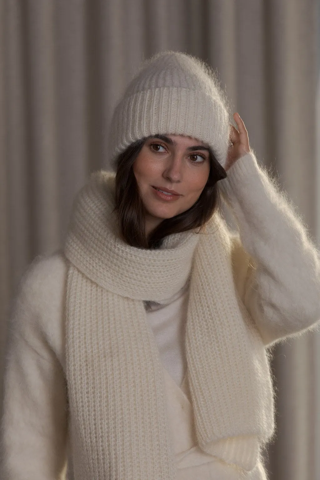 Mija Kid Mohair Blend Scarf Cream sold by Ivalo.com