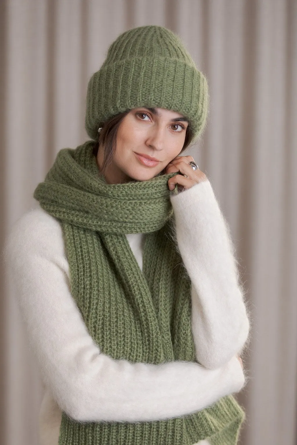 Mija Kid Mohair Blend Scarf Khaki sold by Ivalo.com product image thumbnail 3