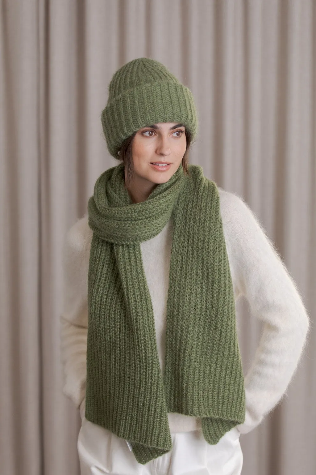 Mija Kid Mohair Blend Scarf Khaki sold by Ivalo.com