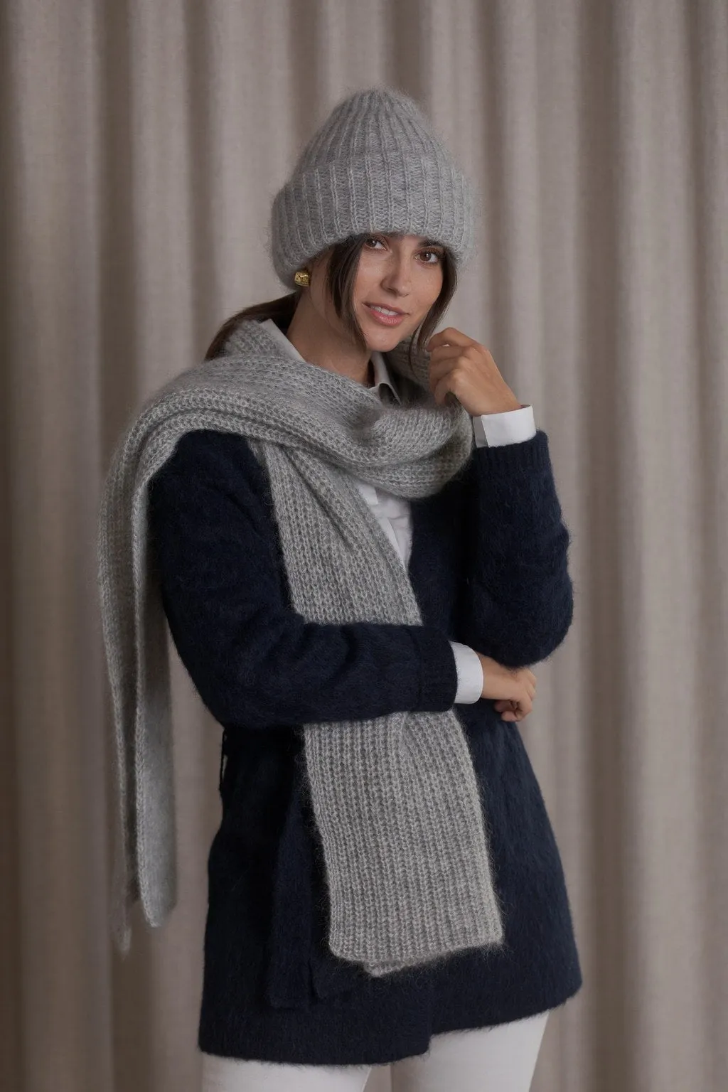 Mija Kid Mohair Blend Scarf Light Grey Melange sold by Ivalo.com product image thumbnail 3