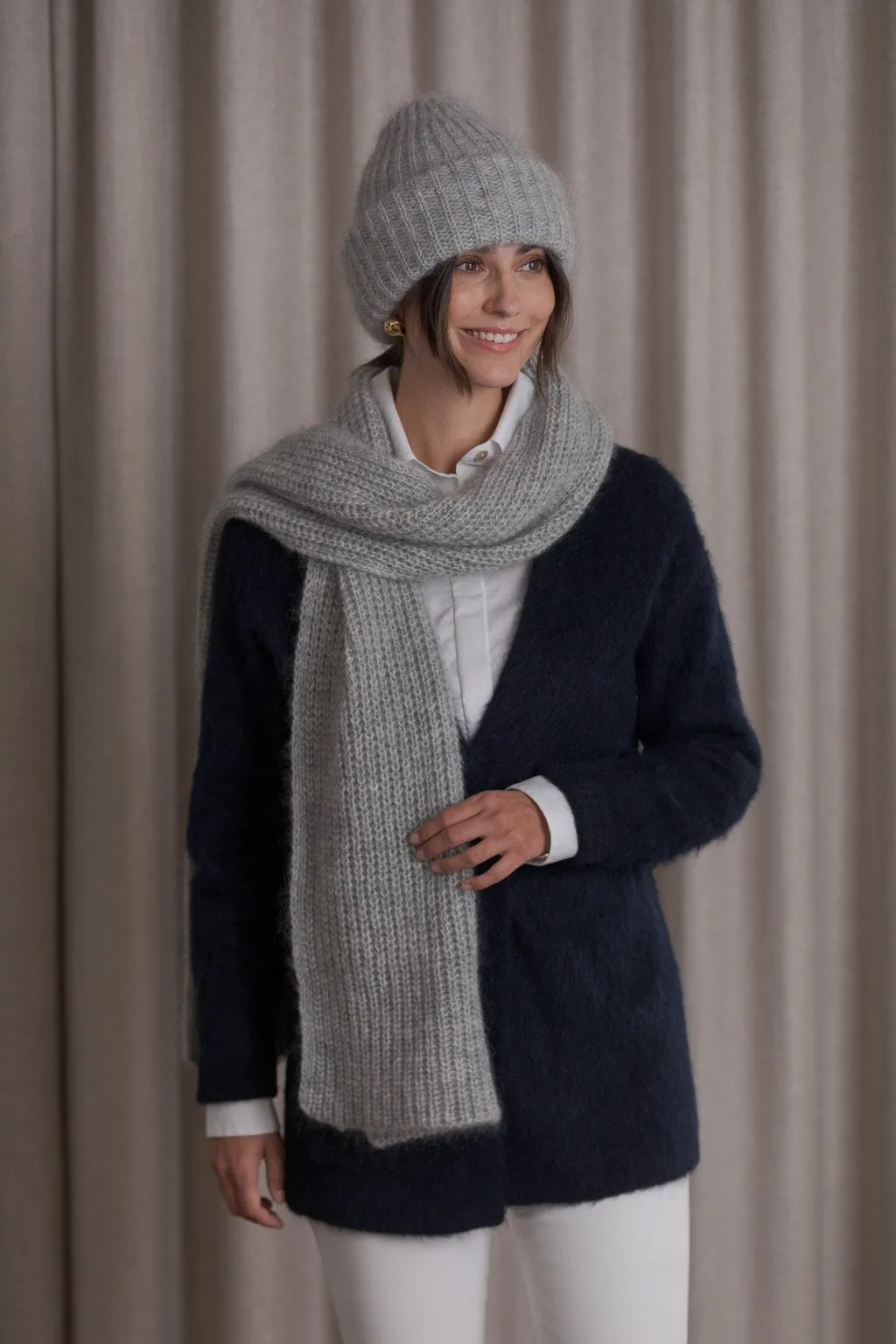 Mija Kid Mohair Blend Scarf Light Grey Melange sold by Ivalo.com