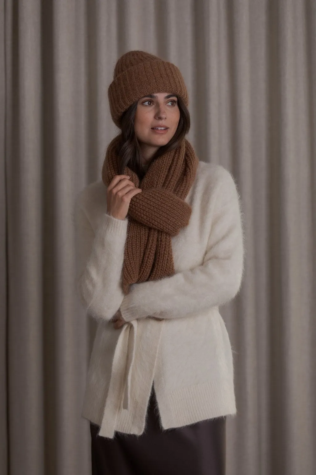 Mija Kid Mohair Blend Scarf Tobacco sold by Ivalo.com