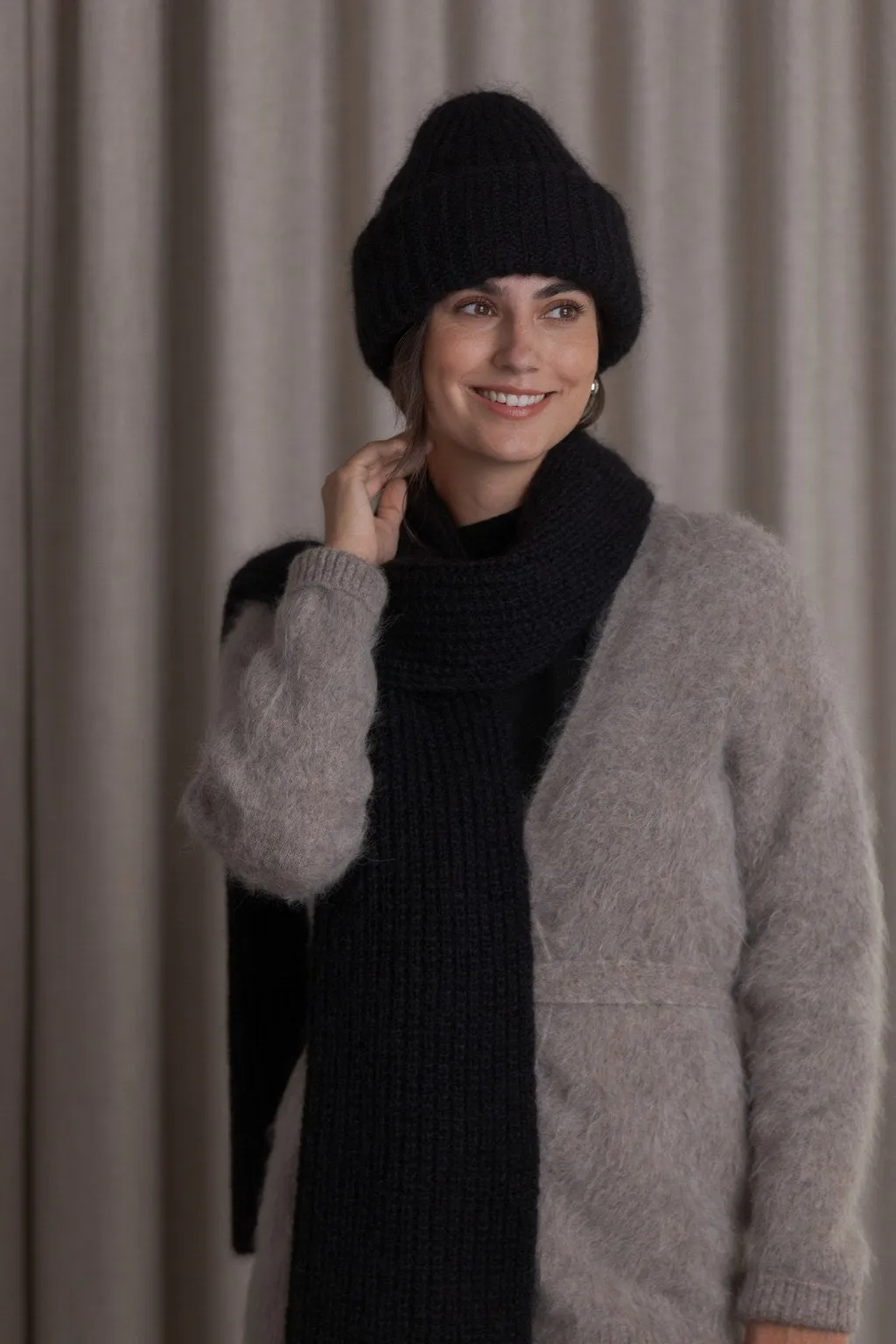 Mija Kid Mohair Blend Scarf Black sold by Ivalo.com