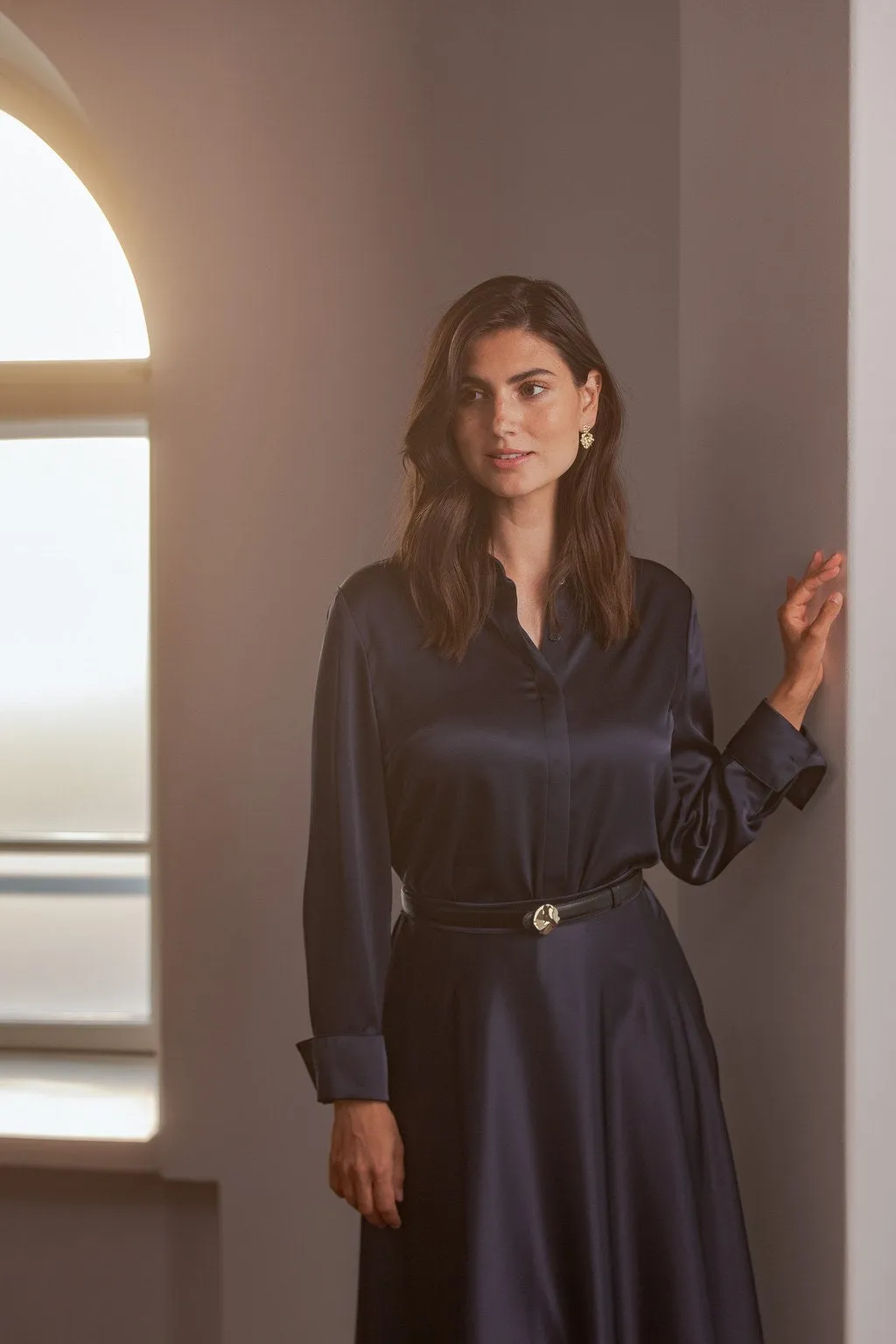 Tesha Satin Shirt Dark Navy sold by Ivalo.com product image thumbnail 3