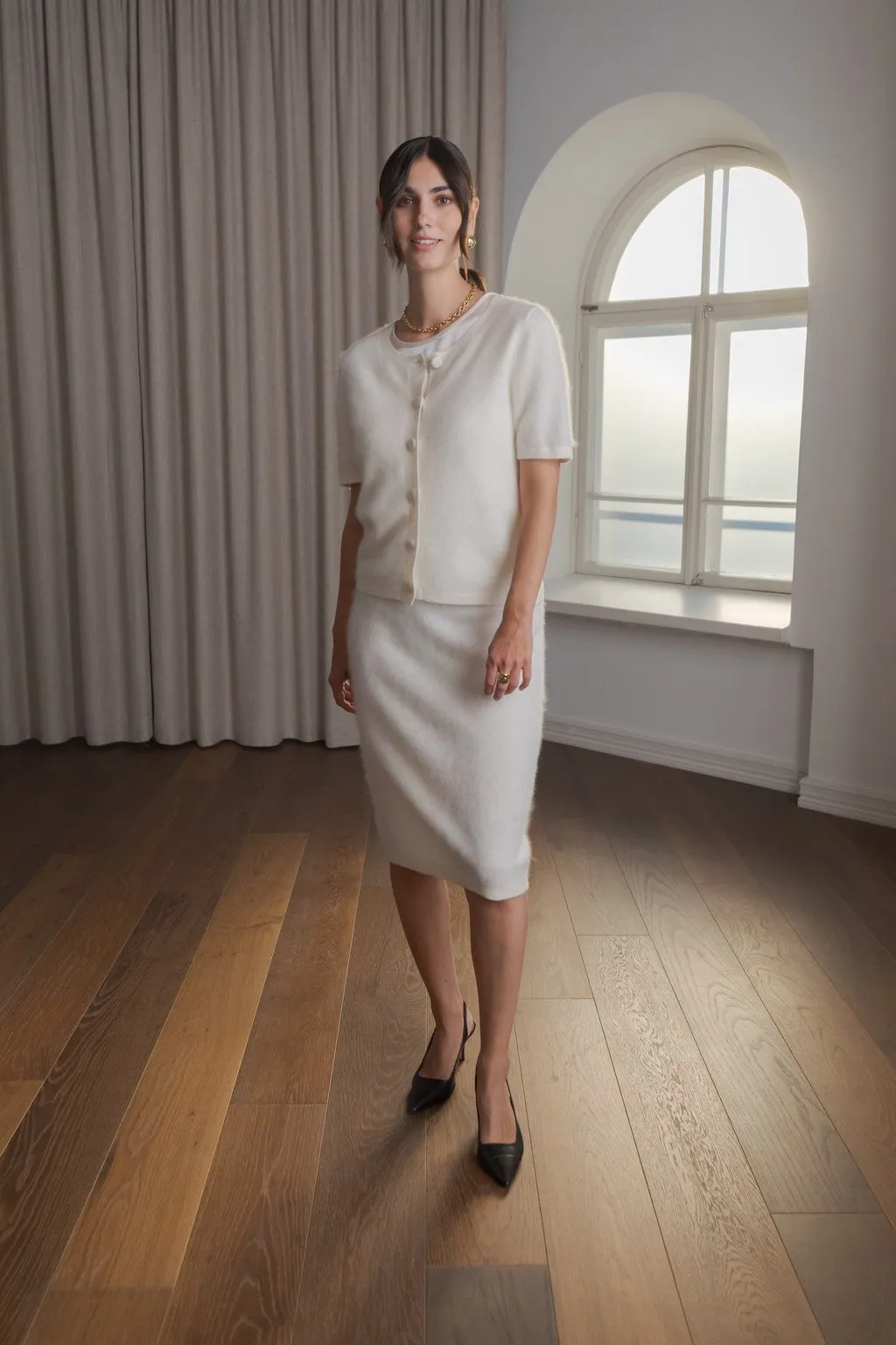 Kaia Knee Length Cashmere Skirt Cream sold by Ivalo.com