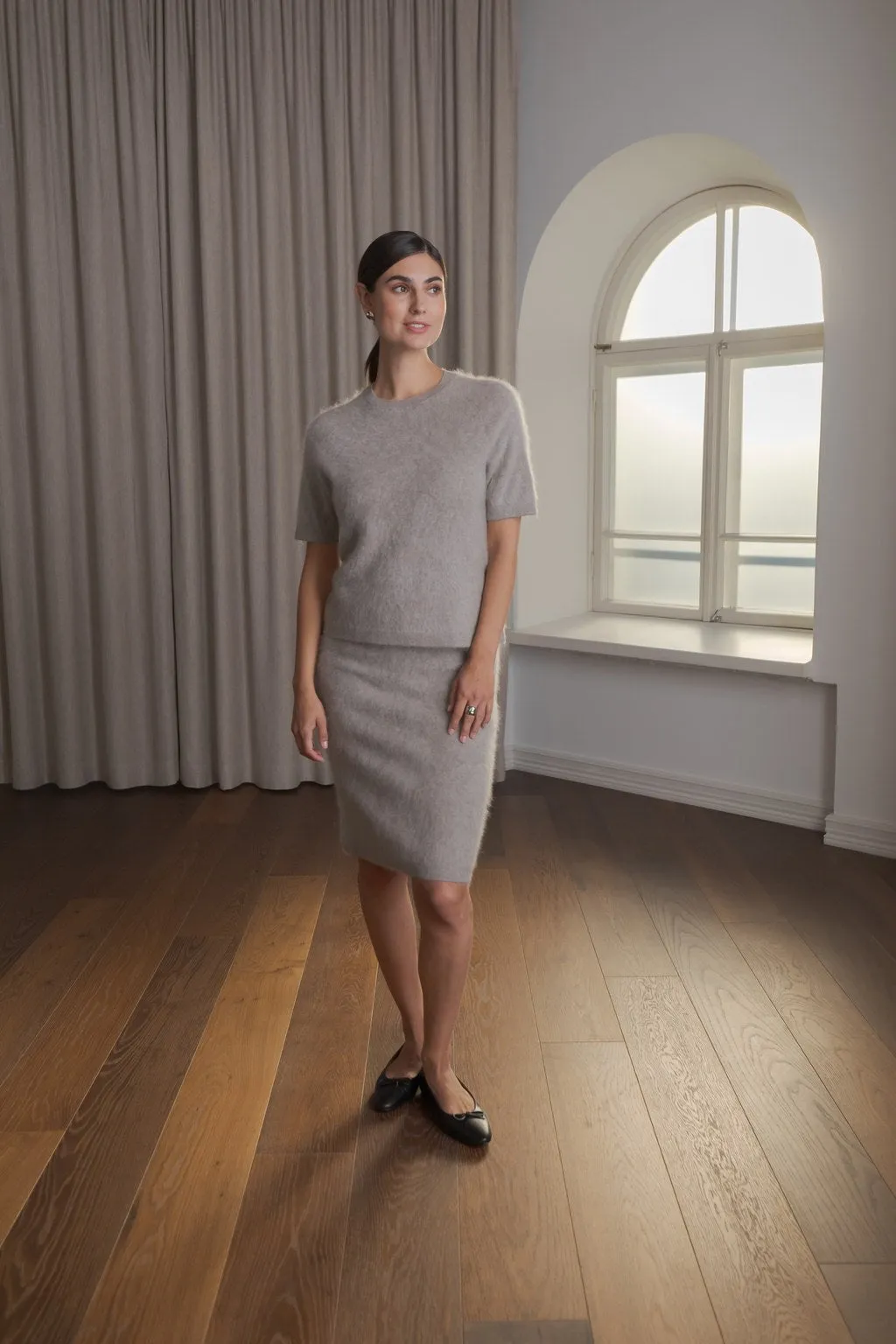 Kaia Knee Length Cashmere Skirt Greige sold by Ivalo.com