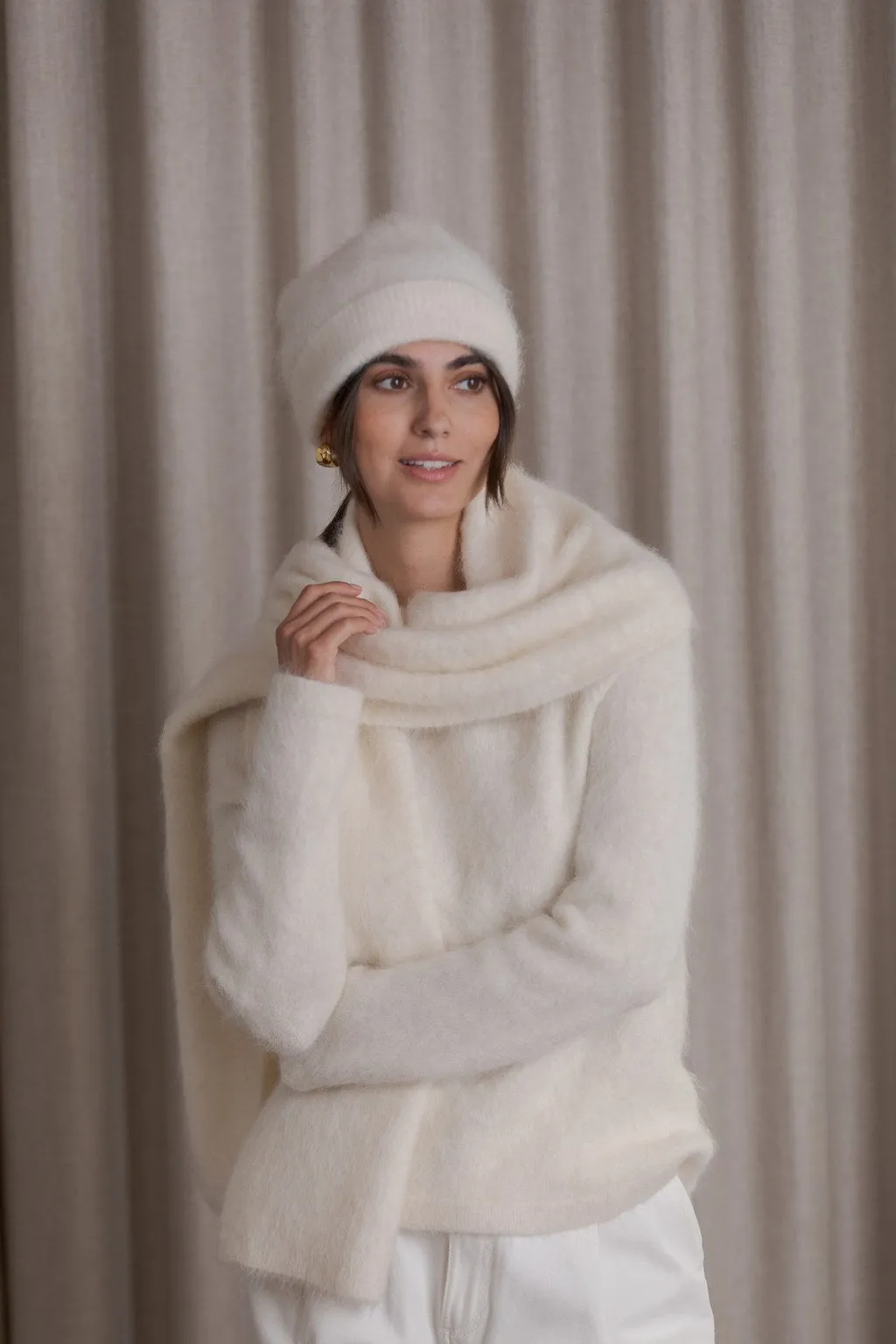 Alina Alpaca Blend Scarf Cream sold by Ivalo.com