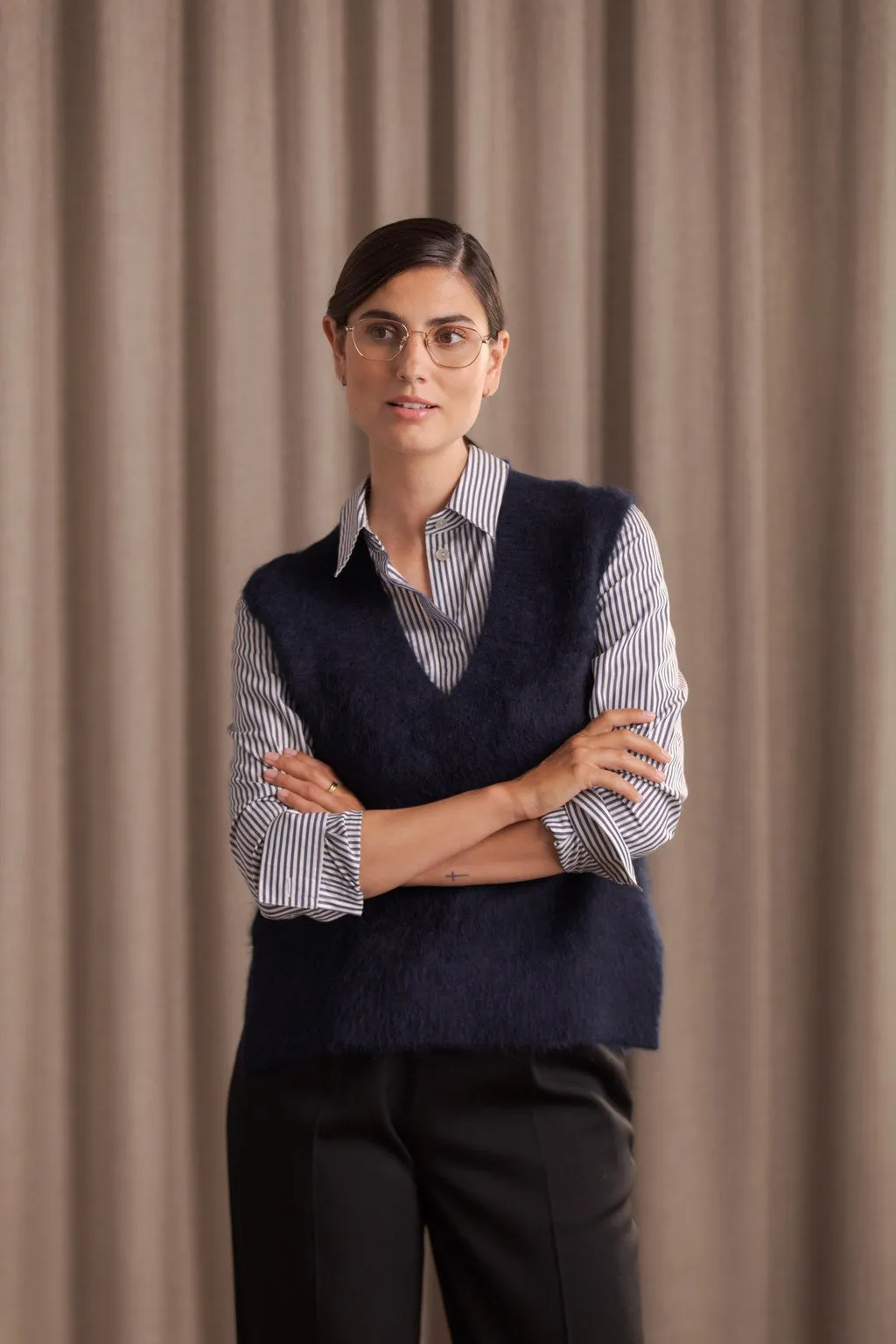 Ali Alpaca Blend Knit Vest Dark Navy sold by Ivalo.com