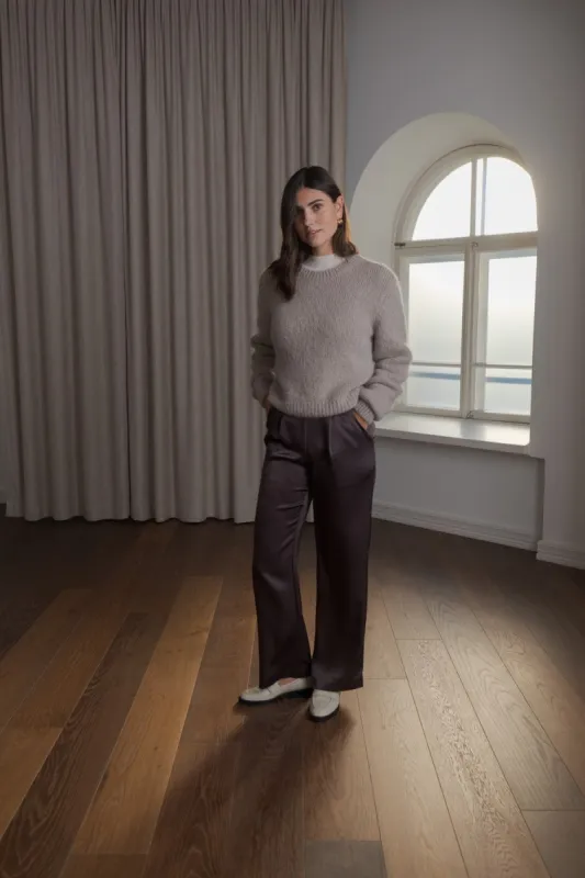 Angelica Chunky Long Sleeve Alpaca Blend Sweater Greige sold by Ivalo.com