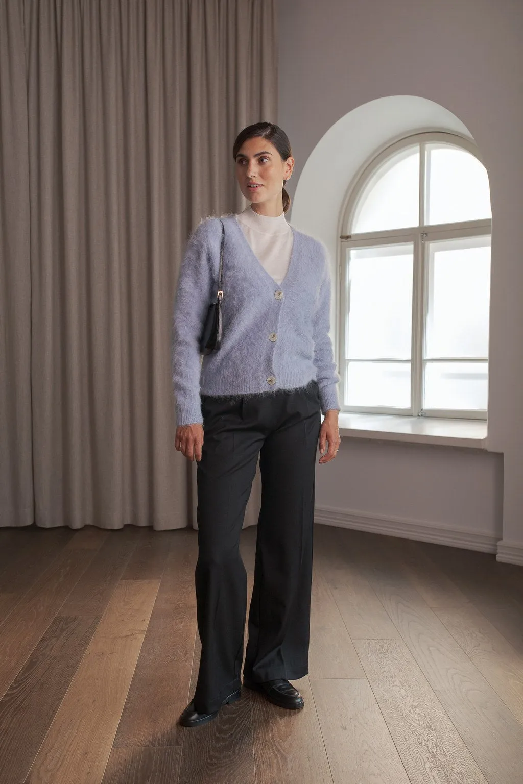 Alia Alpaca Blend Button Cardigan  Light blue sold by Ivalo.com