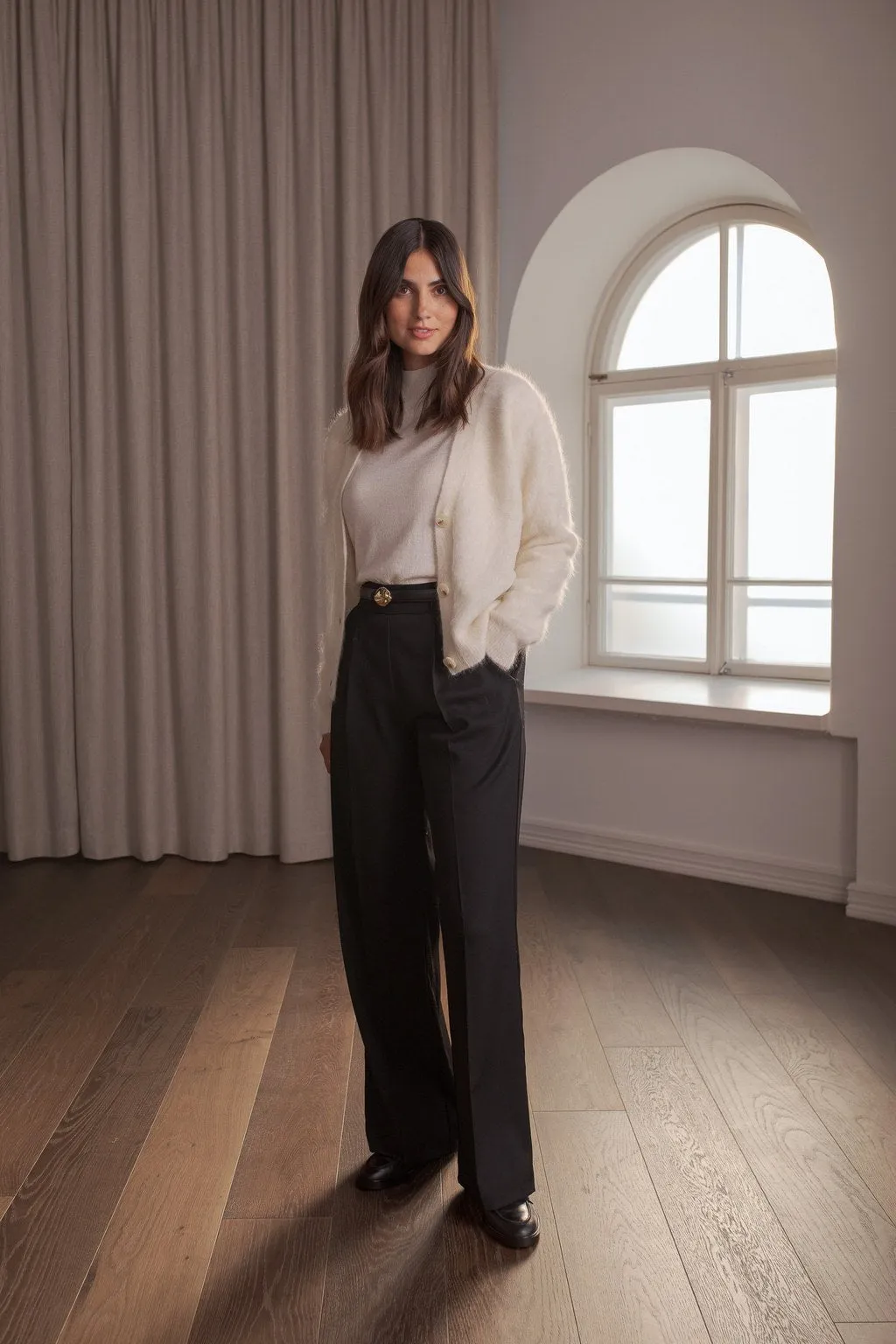 Alia Alpaca Blend Button Cardigan Cream sold by Ivalo.com