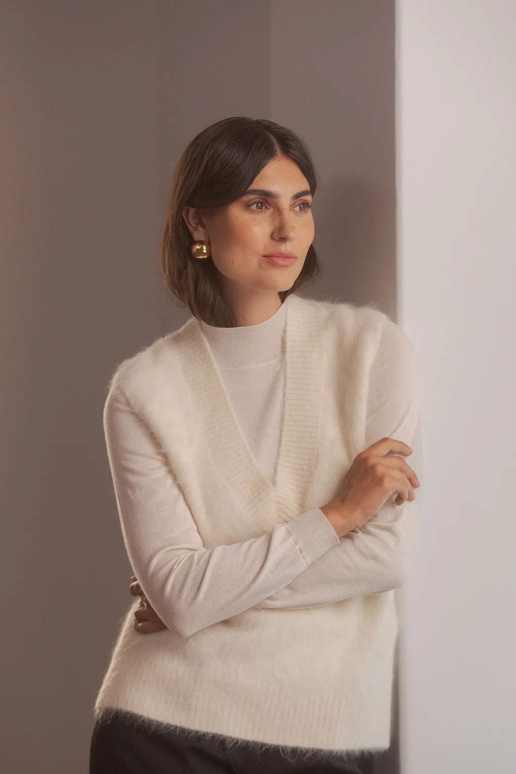 Ali Alpaca Blend Knit Vest Cream sold by Ivalo.com