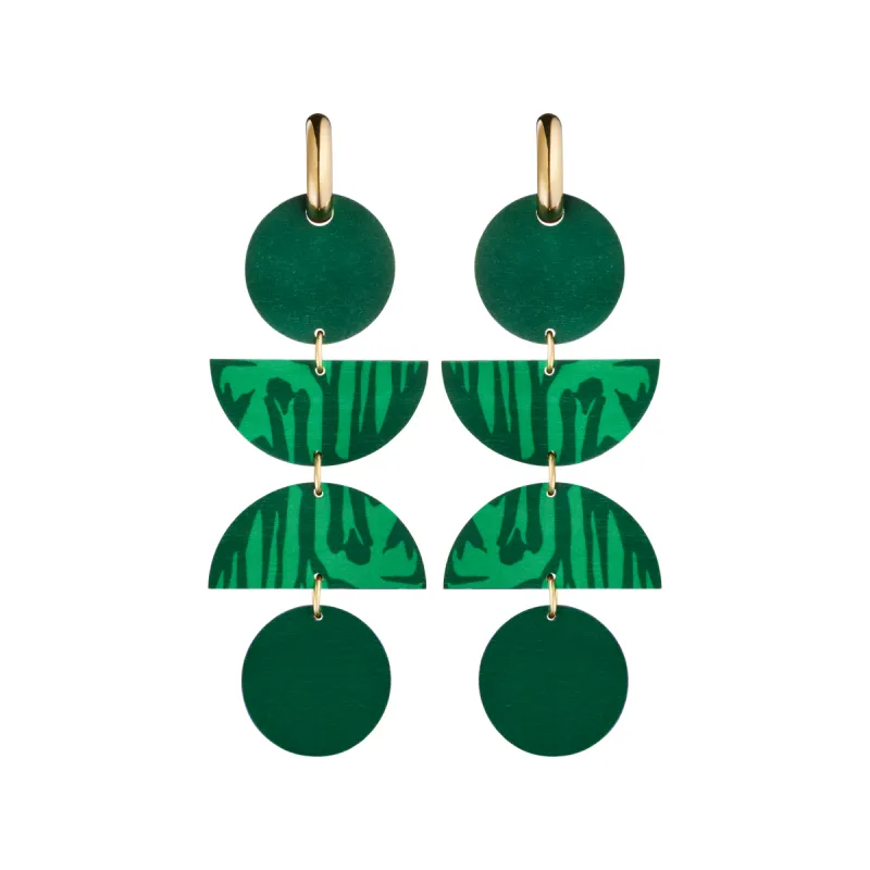 Forever Growing Wooden 4-Piece Earrings Green/Gold sold by Ivalo.com