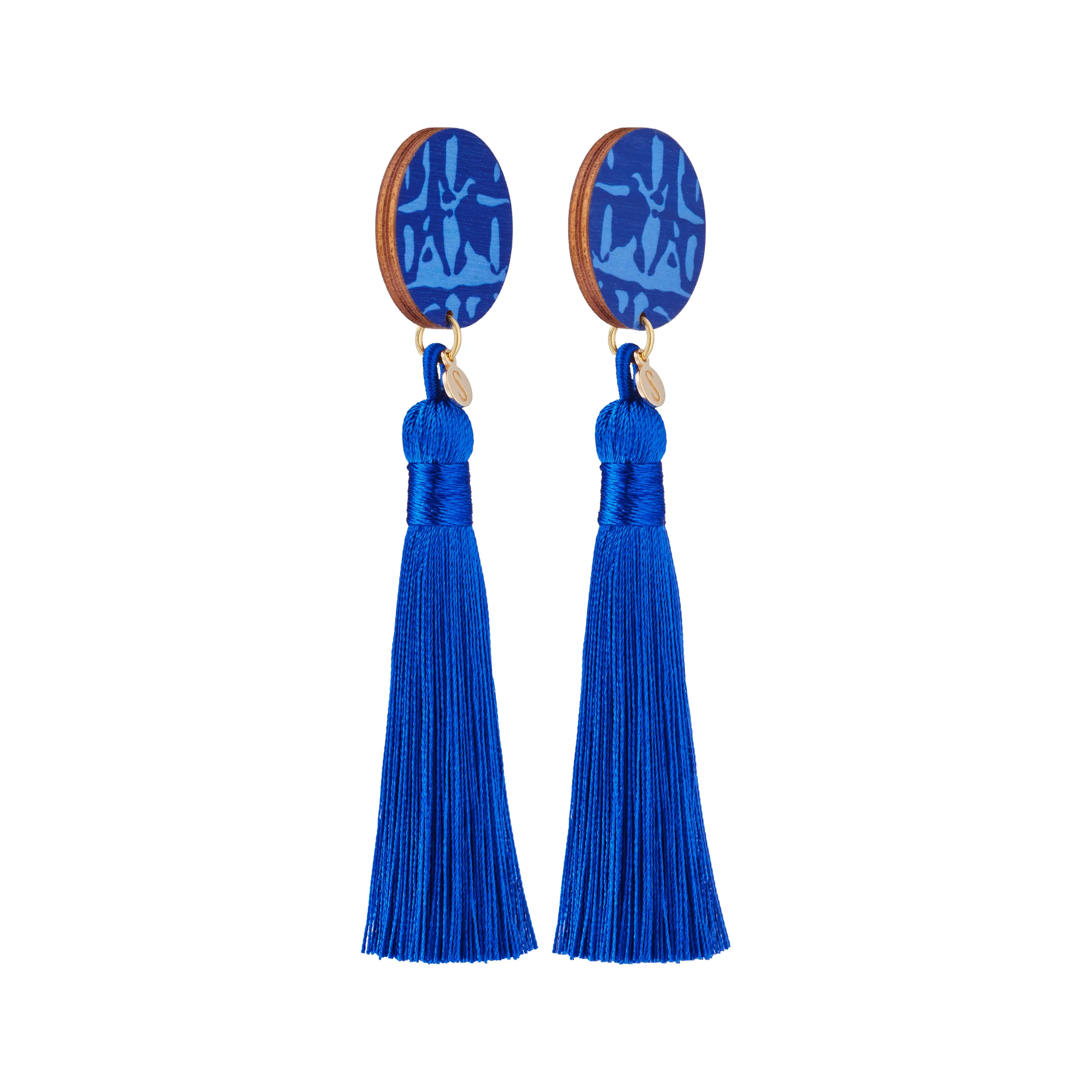 Forever Dreaming Wooden Tassel Earrings Blue/Gold sold by Ivalo.com product image thumbnail 3