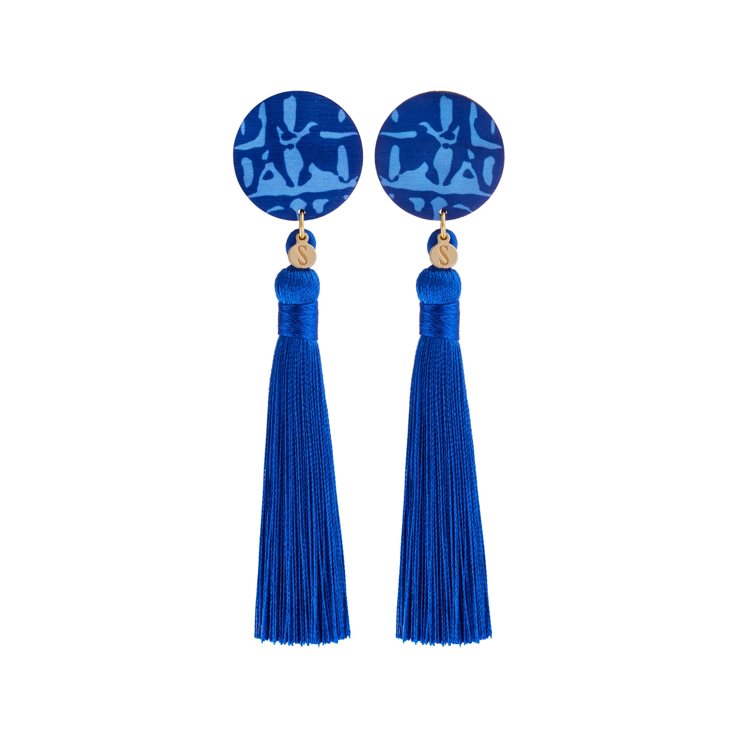 Forever Dreaming Wooden Tassel Earrings Blue/Gold sold by Ivalo.com