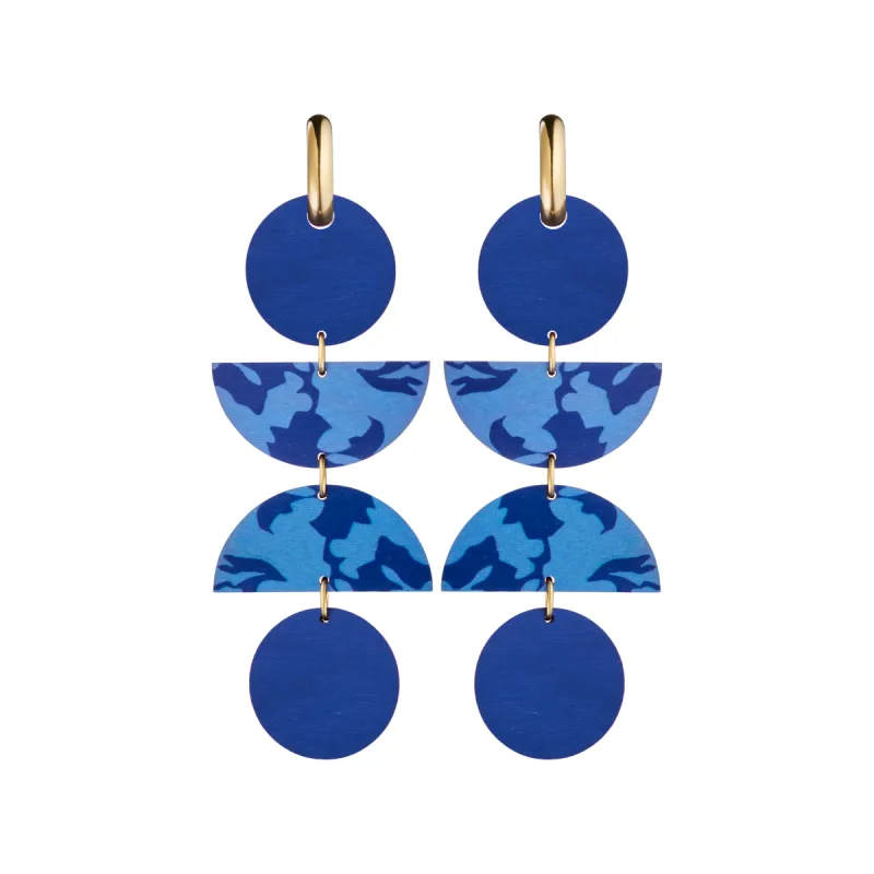 Forever Dreaming Wooden 4-Piece Earrings Blue/Gold sold by Ivalo.com