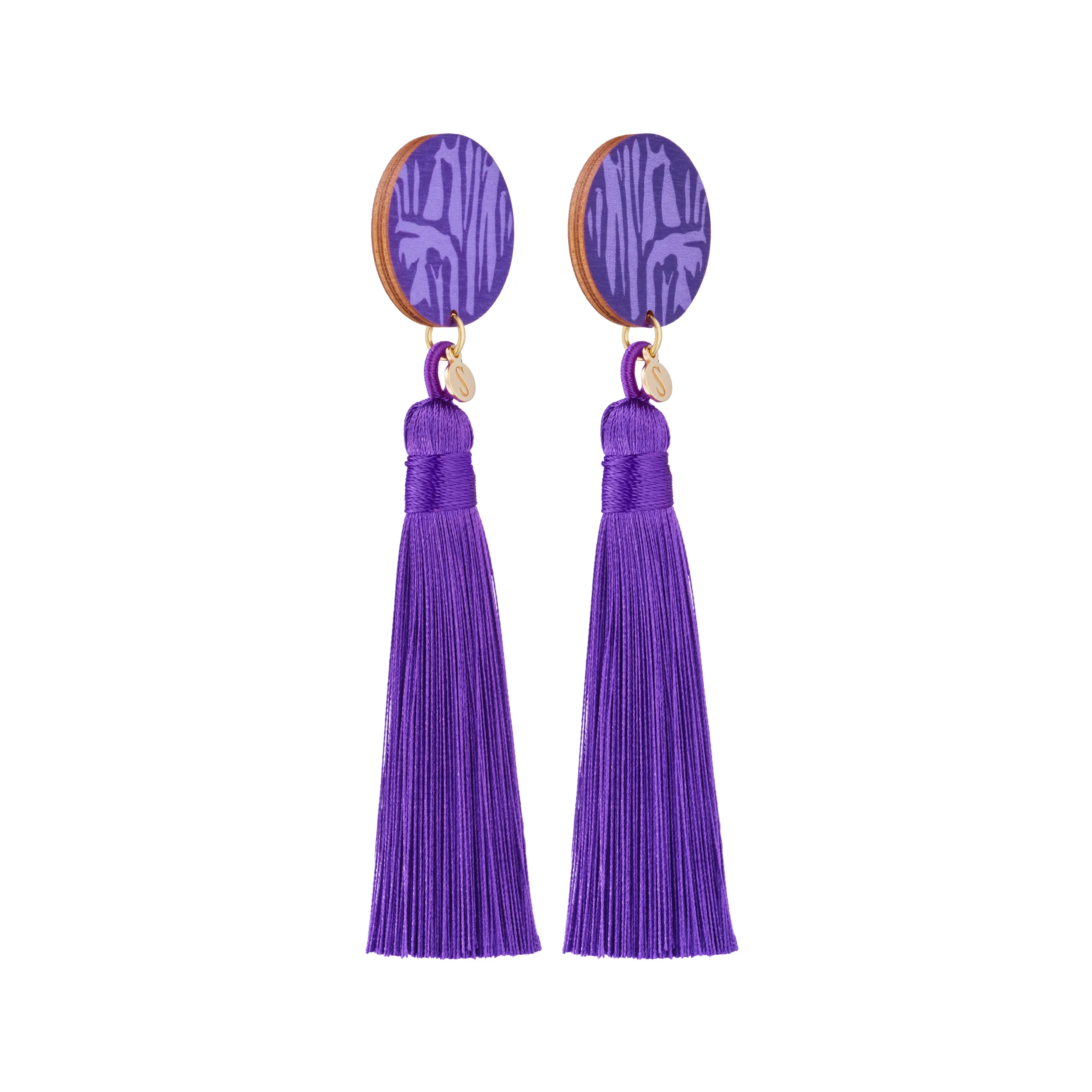 Forever Loving Wooden Tassel Earrings Lilac/Gold sold by Ivalo.com product image thumbnail 3