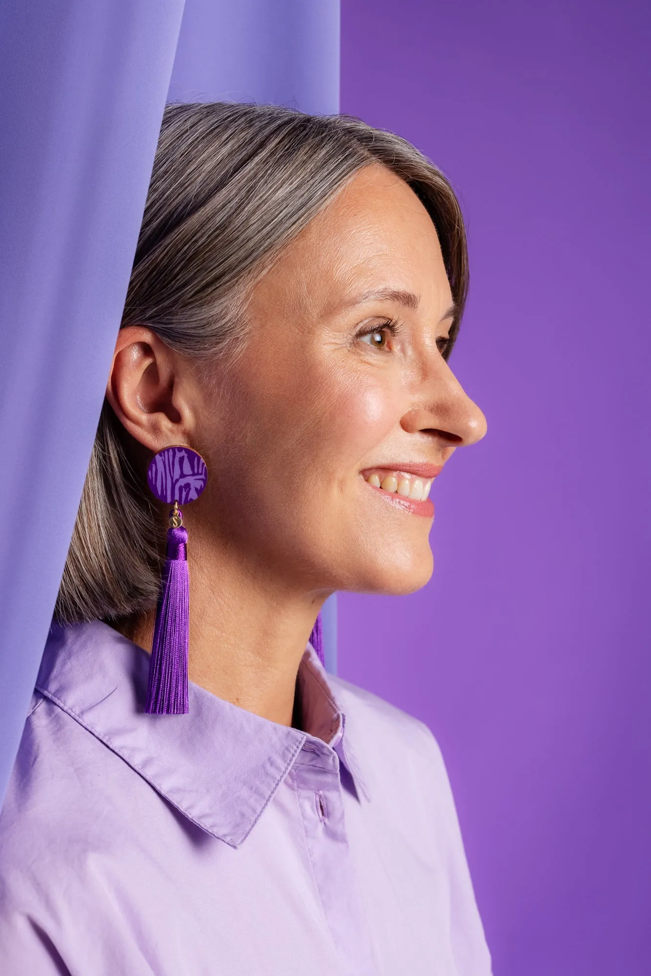 Forever Loving Wooden Tassel Earrings Lilac/Gold sold by Ivalo.com product image thumbnail 2