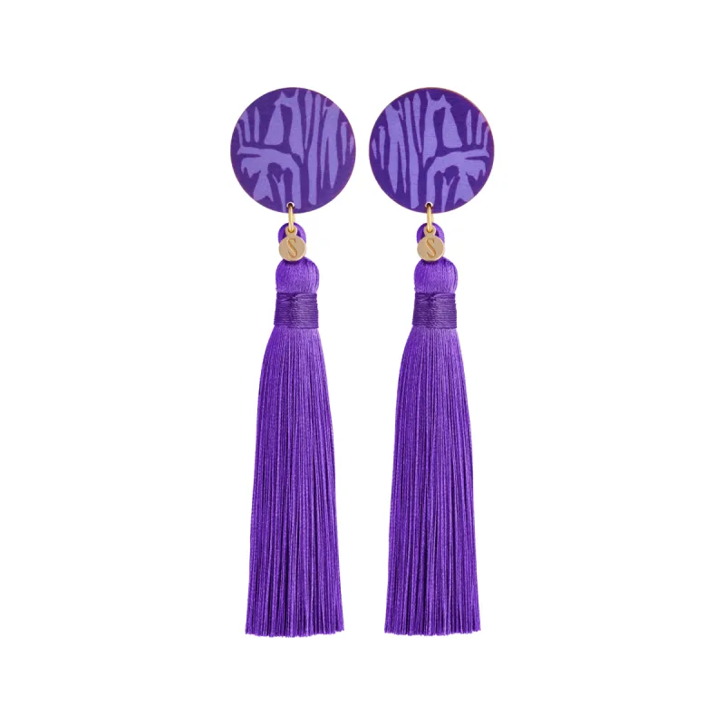 Forever Loving Wooden Tassel Earrings Lilac/Gold sold by Ivalo.com