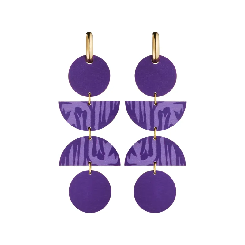 Forever Loving Wooden 4-Piece Earrings Lilac/Gold sold by Ivalo.com