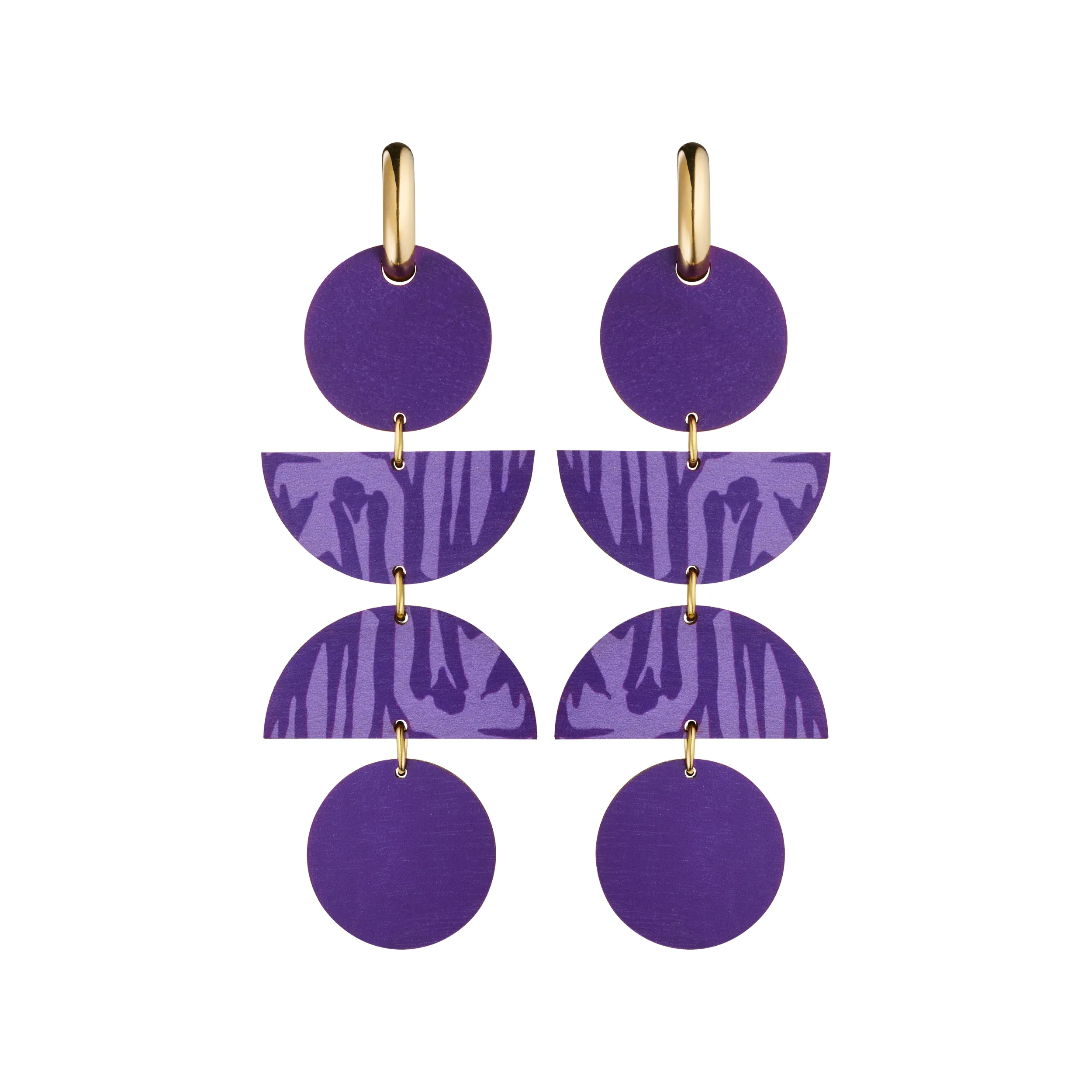Forever Loving Wooden 4-Piece Earrings Lilac/Gold sold by Ivalo.com