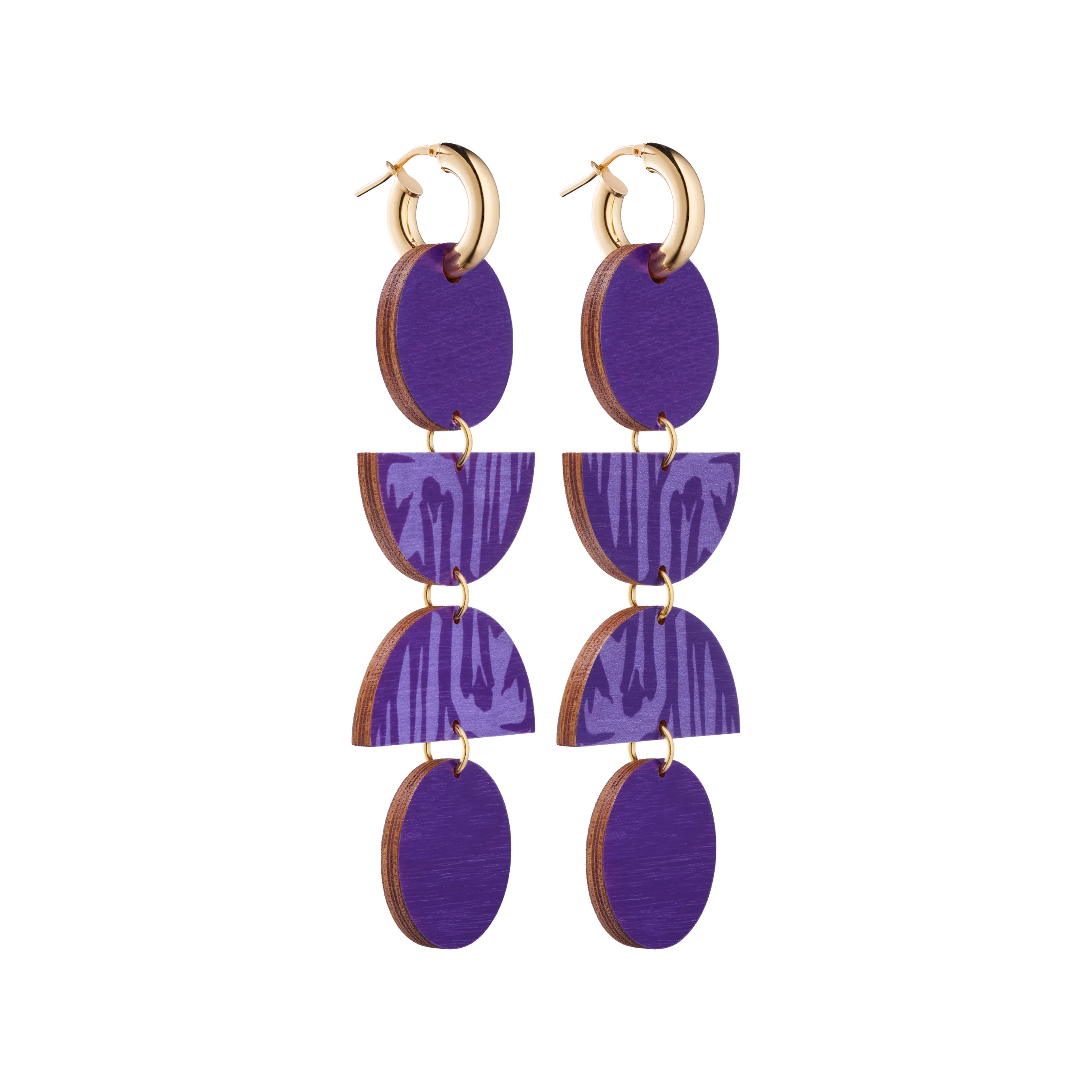 Forever Loving Wooden 4-Piece Earrings Lilac/Gold sold by Ivalo.com product image thumbnail 3