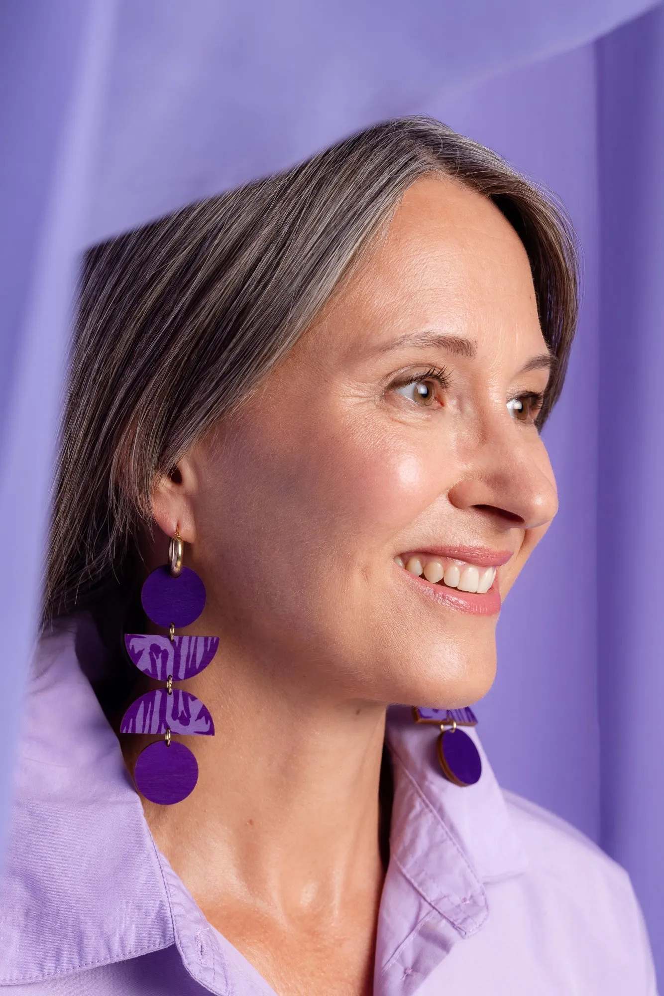 Forever Loving Wooden 4-Piece Earrings Lilac/Gold sold by Ivalo.com product image thumbnail 2