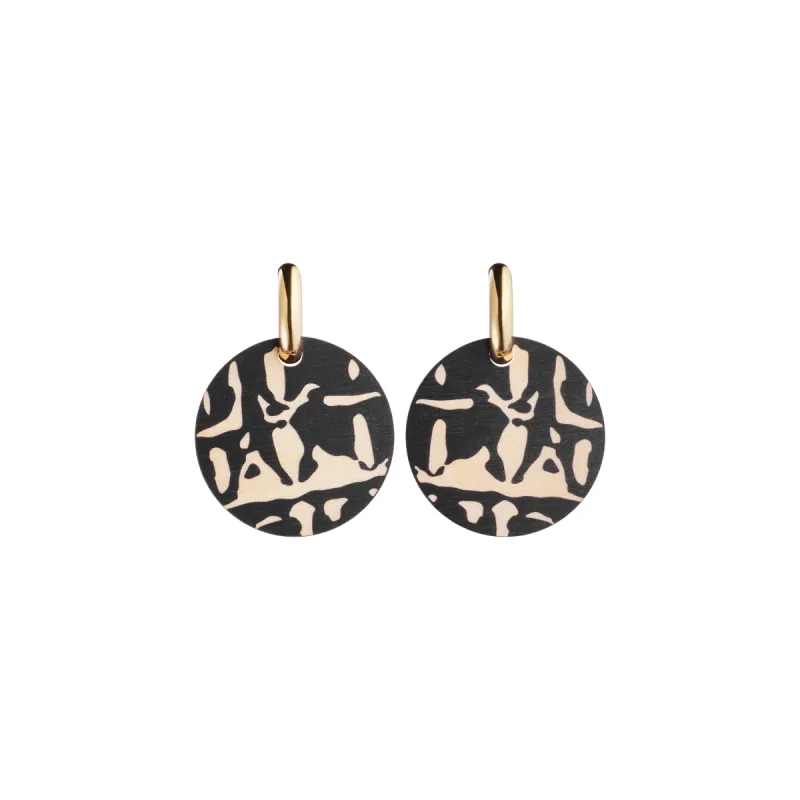 Forever Classic Wooden Earrings Black/Gold sold by Ivalo.com