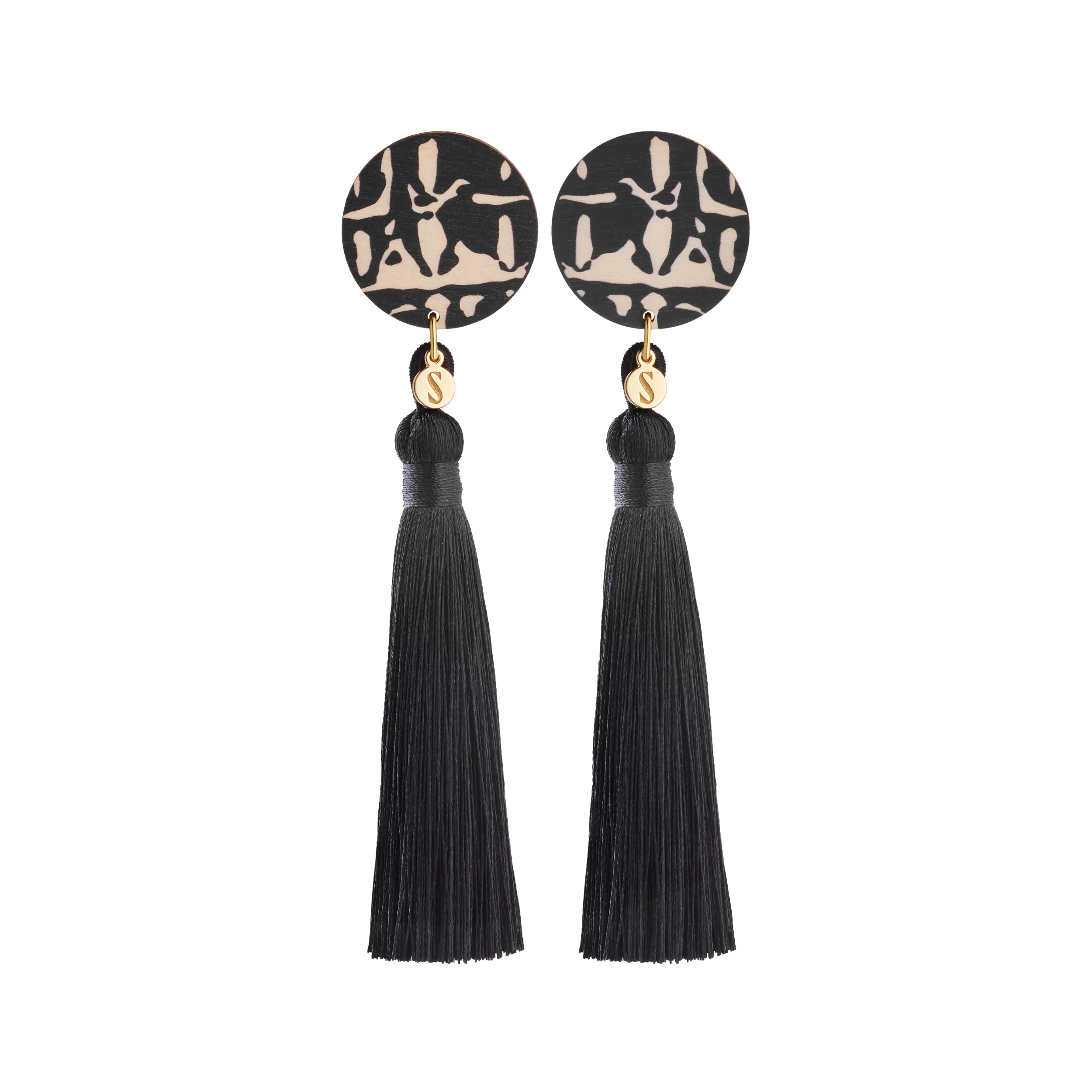 Forever Classic Wooden Tassel Earrings Black/Gold sold by Ivalo.com