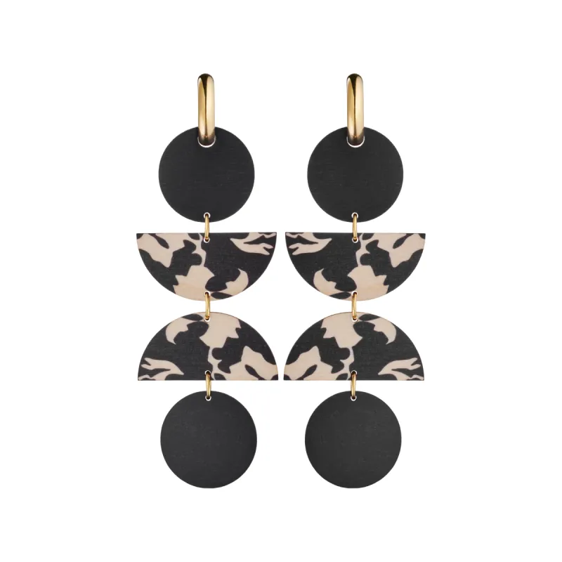 Forever Classic Wooden 4-Piece Earrings Black/Gold sold by Ivalo.com