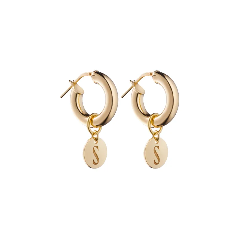 Forever Logo Pendant Hoops Gold sold by Ivalo.com