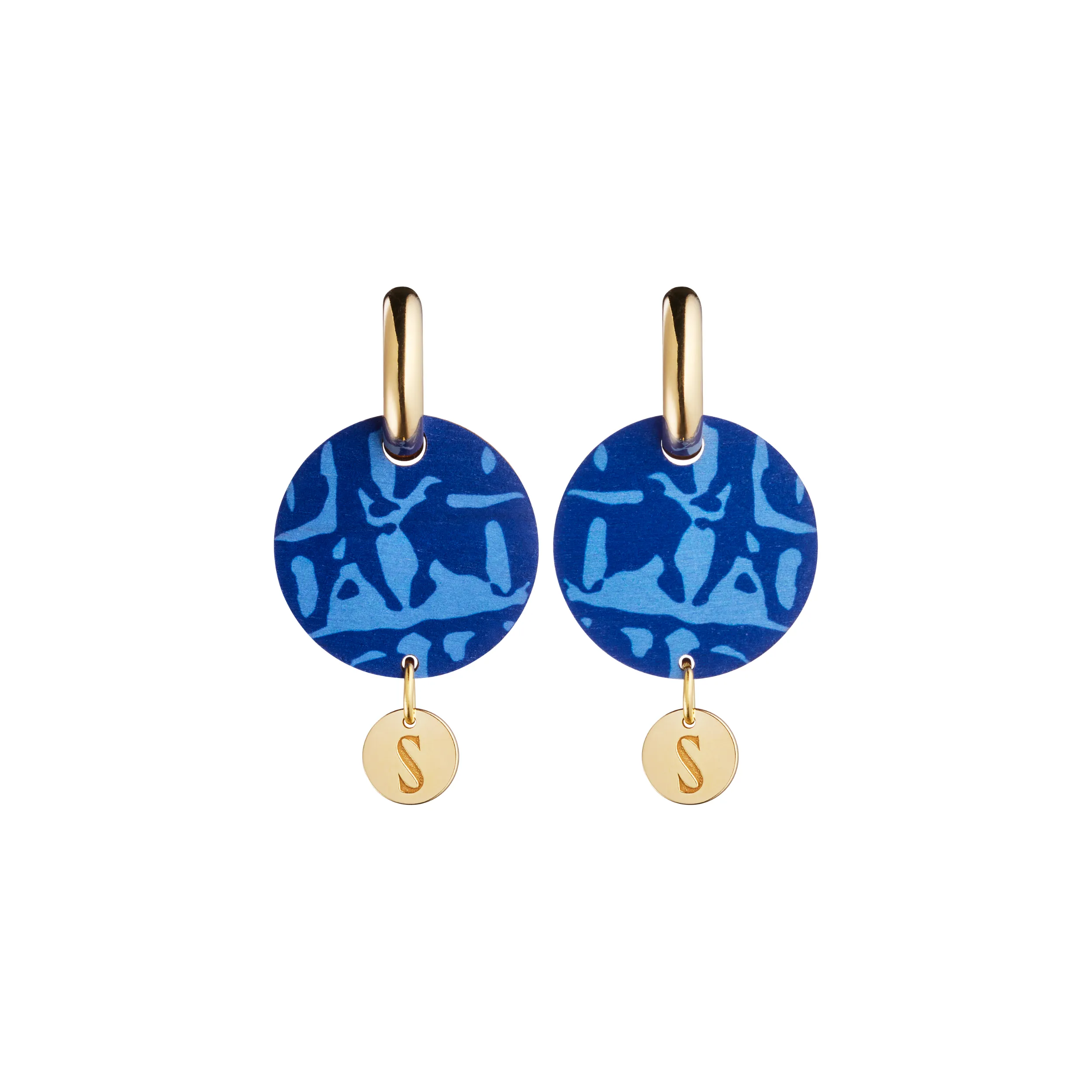 Forever Dreaming Wooden Logo Earrings Blue/Gold sold by Ivalo.com