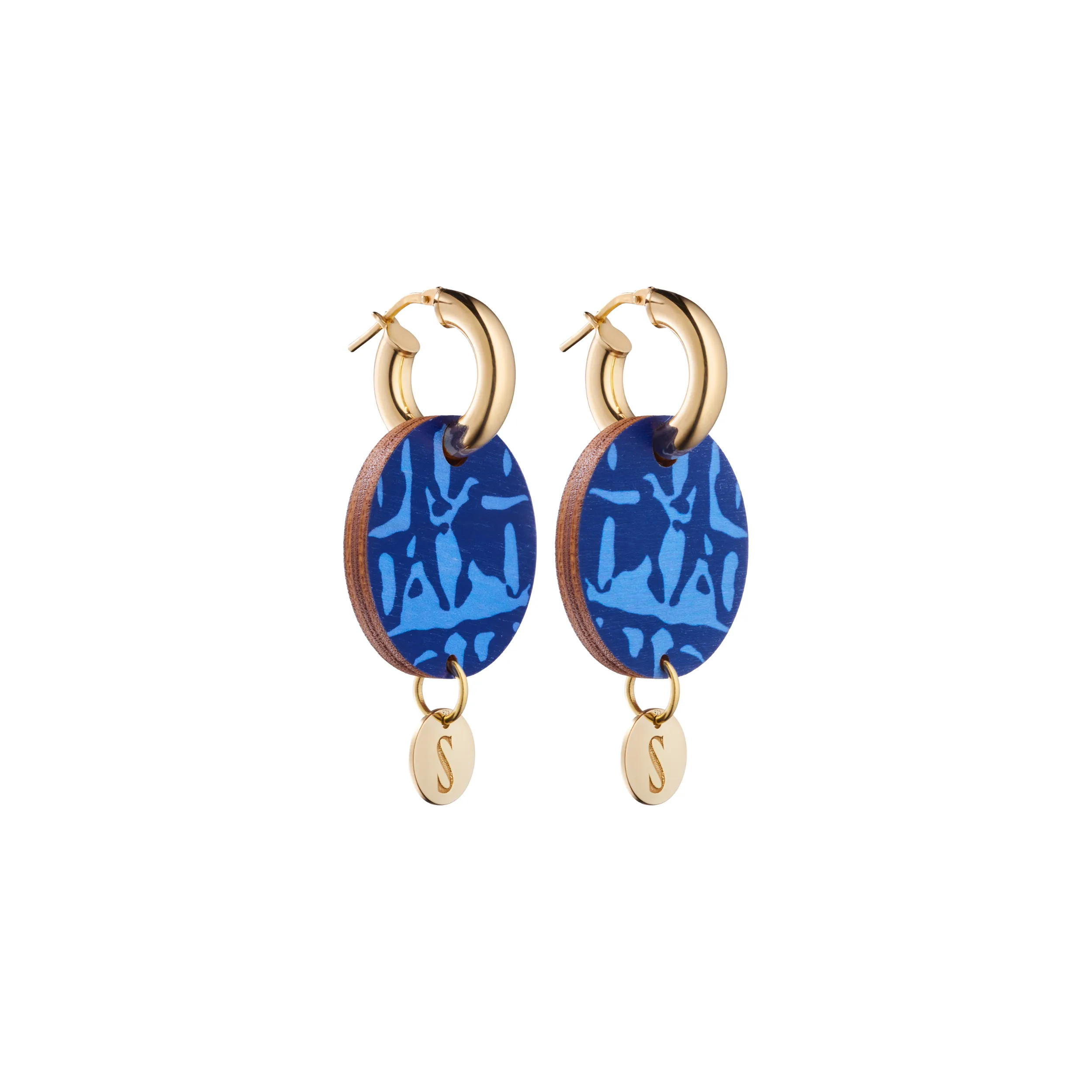 Forever Dreaming Wooden Logo Earrings Blue/Gold sold by Ivalo.com product image thumbnail 3
