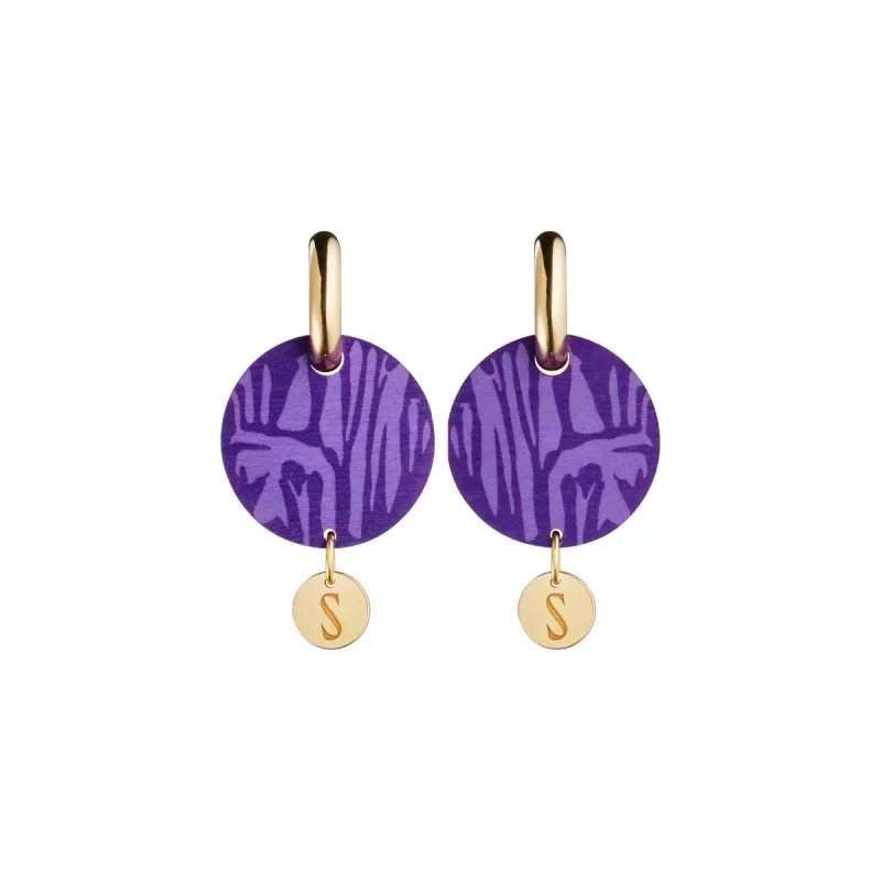 Forever Loving Wooden Logo Earrings Lilac/Gold sold by Ivalo.com