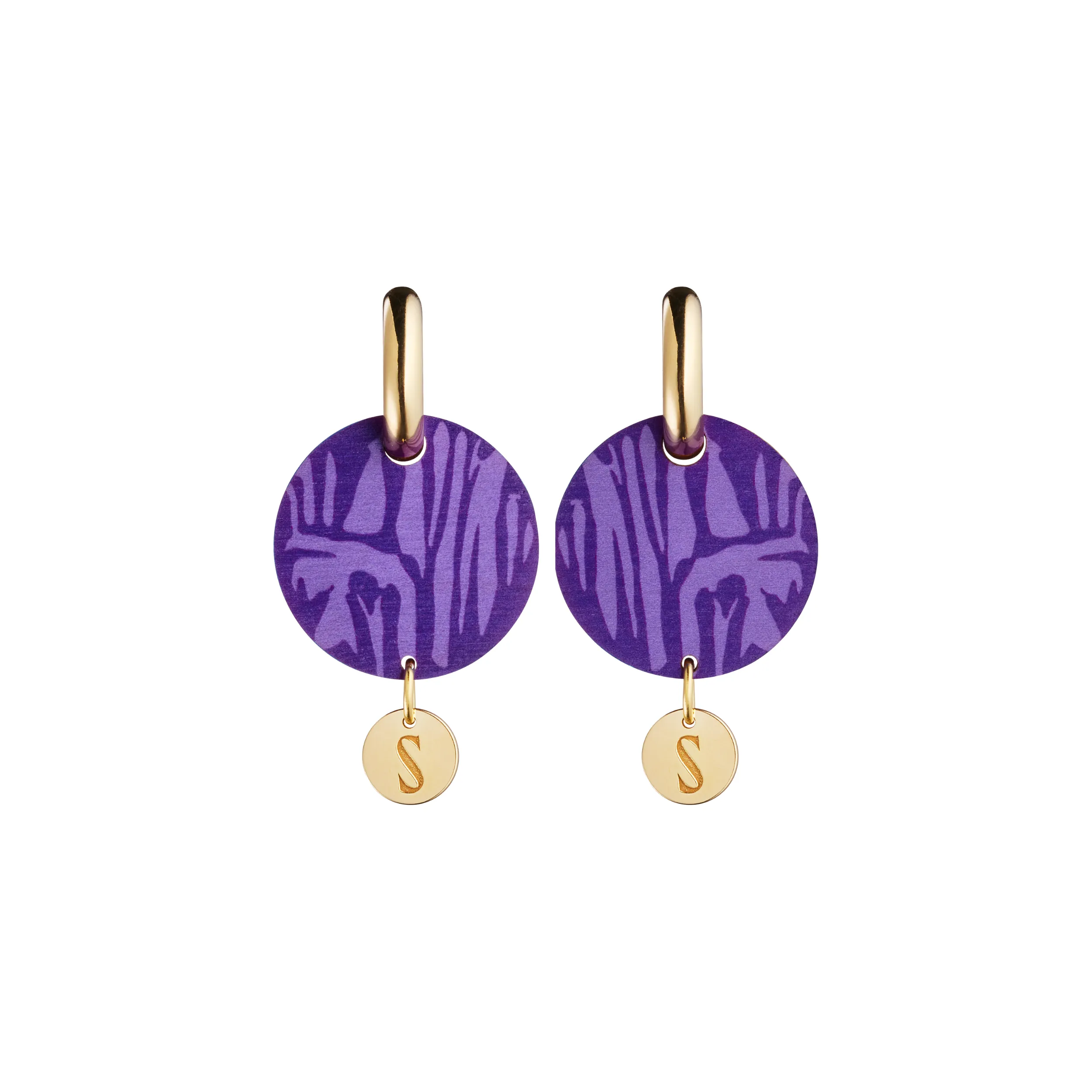 Forever Loving Wooden Logo Earrings Lilac/Gold sold by Ivalo.com