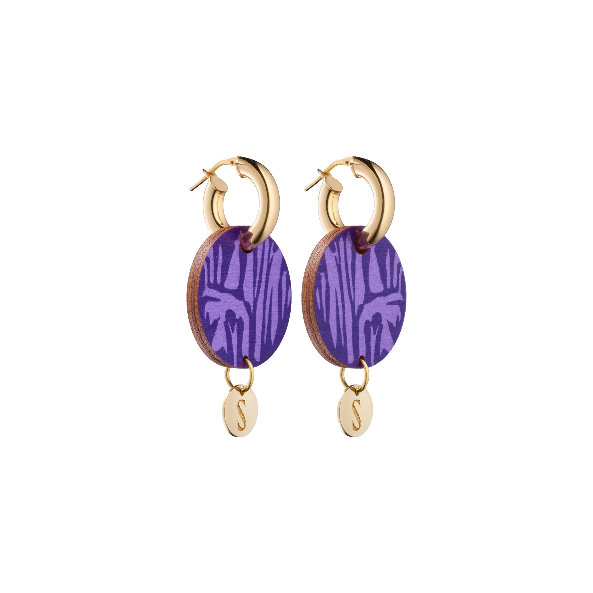 Forever Loving Wooden Logo Earrings Lilac/Gold sold by Ivalo.com product image thumbnail 3