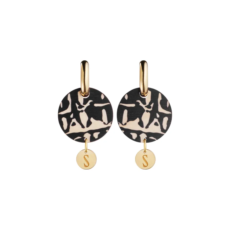 Forever Classic Wooden Logo Earrings Black/Gold sold by Ivalo.com