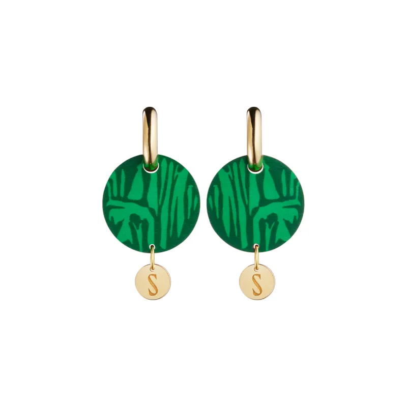 Forever Growing Wooden Logo Earrings Green/Gold sold by Ivalo.com
