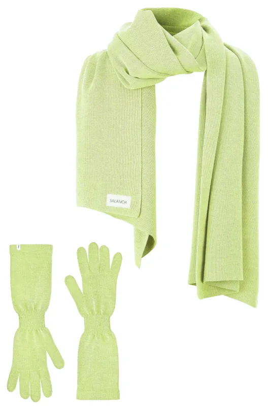 Via Merino Wool Scarf & Gloves Set Limone sold by Ivalo.com