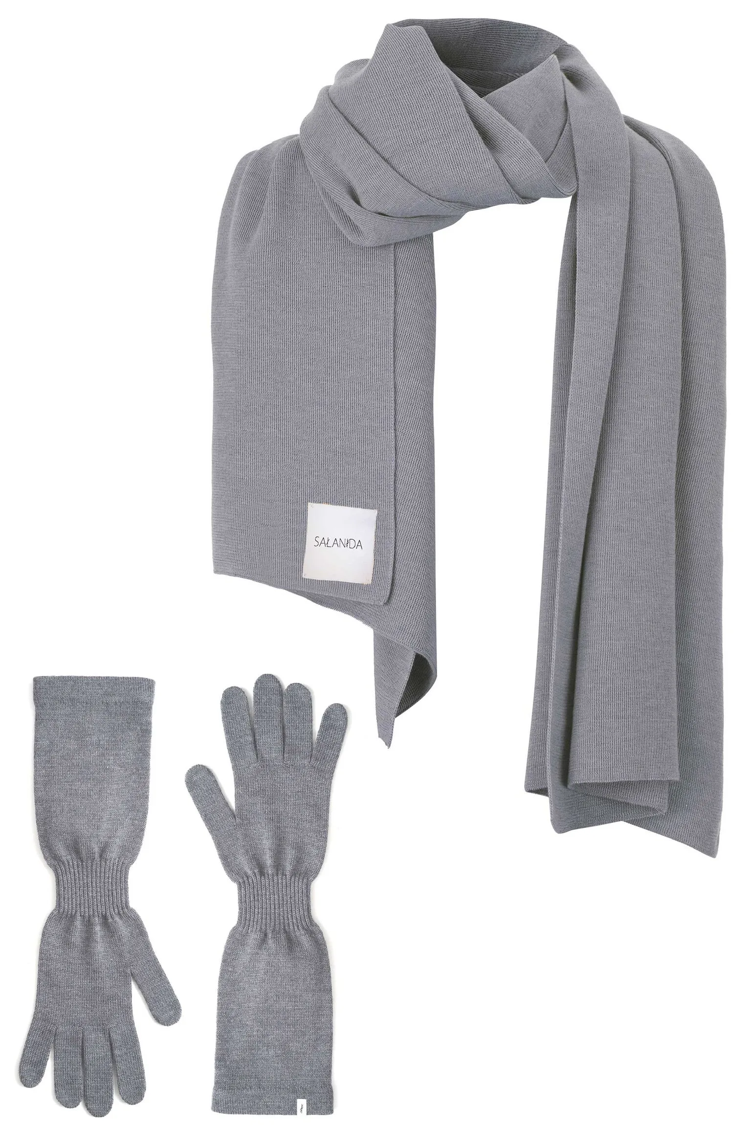 Via Merino Wool Scarf & Gloves Set Light Grey sold by Ivalo.com