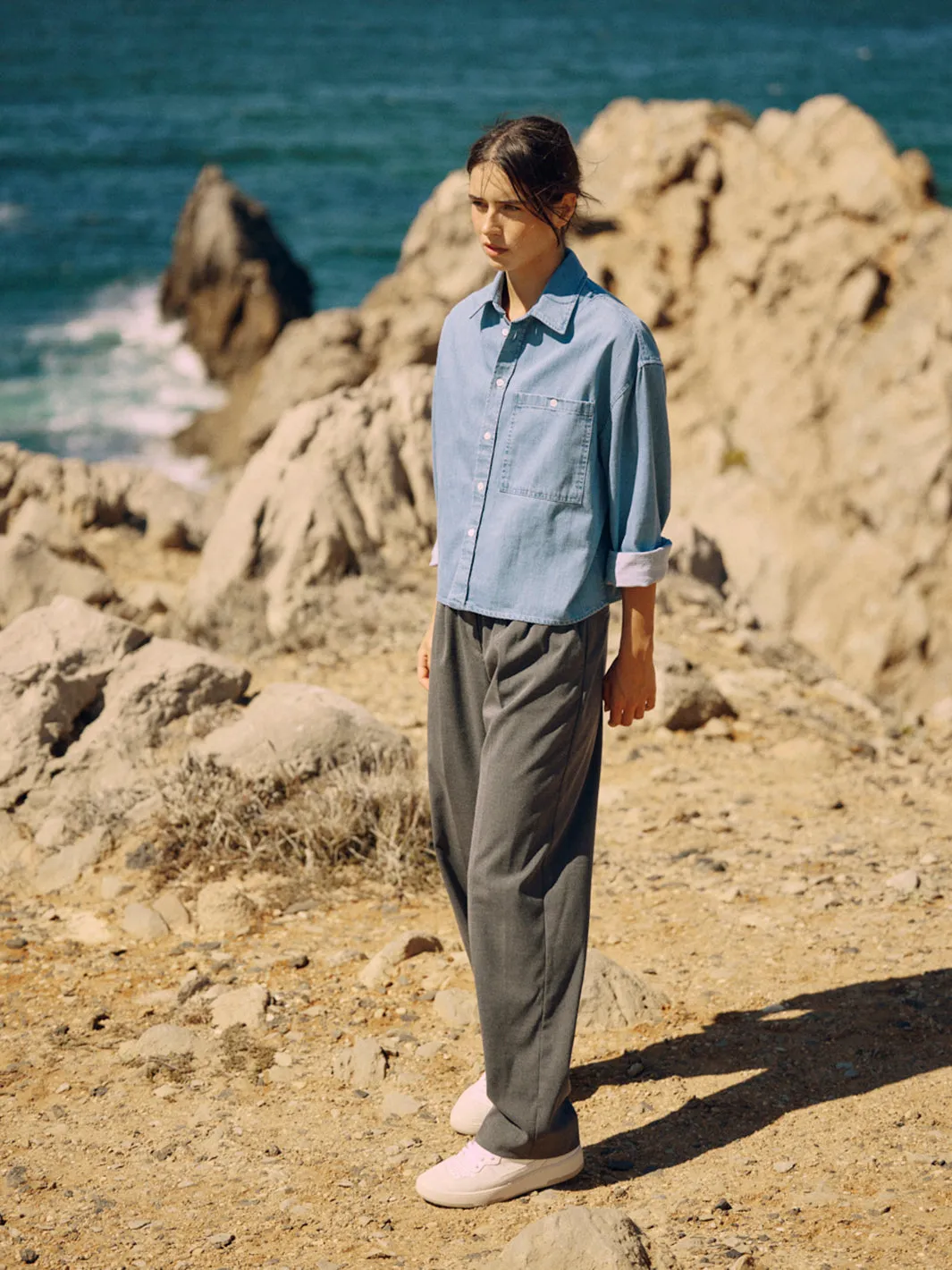 Short Organic Cotton Denim Blouse Light Blue sold by Ivalo.com product image thumbnail 3