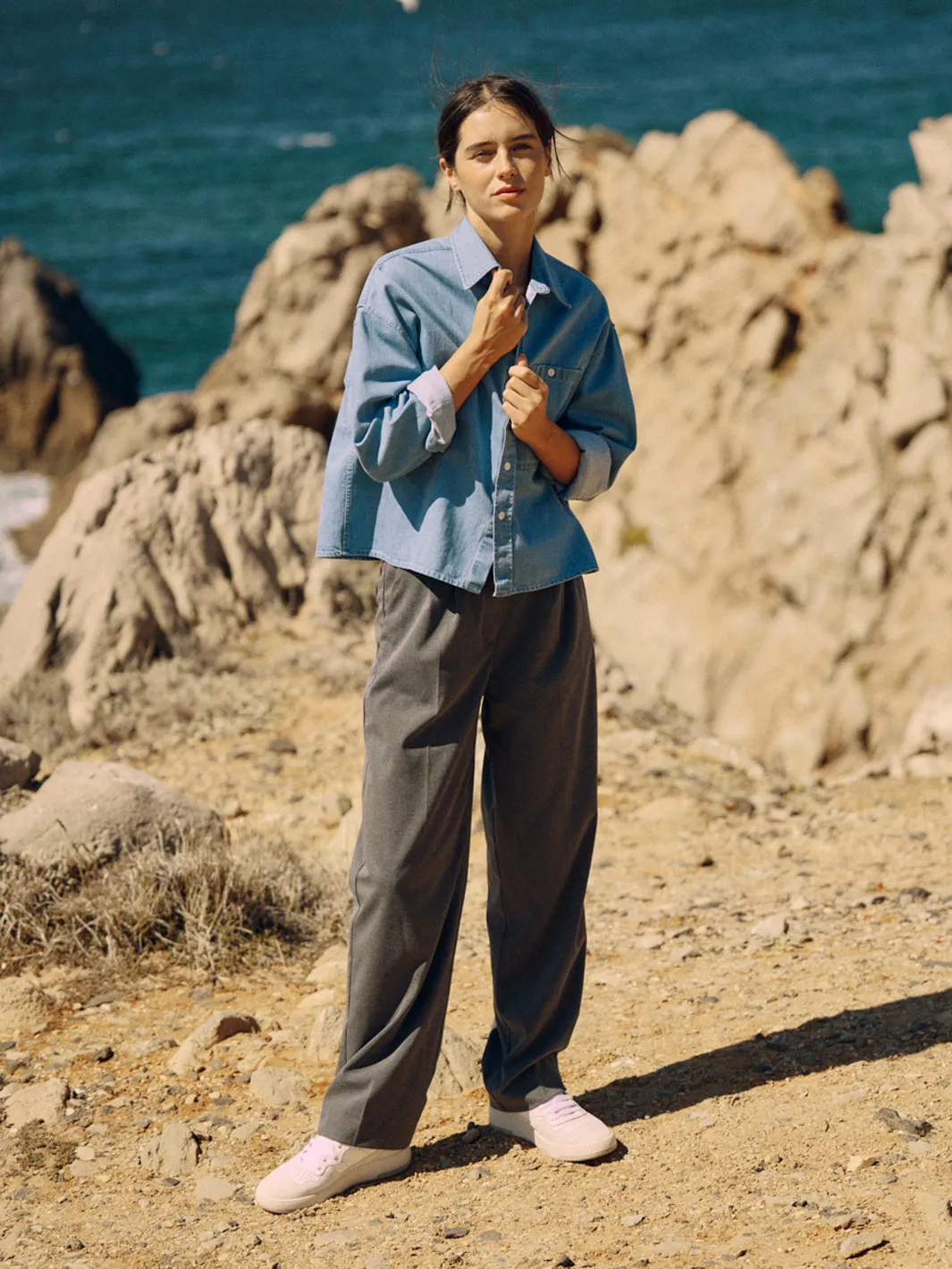 Short Organic Cotton Denim Blouse Light Blue sold by Ivalo.com product image thumbnail 5