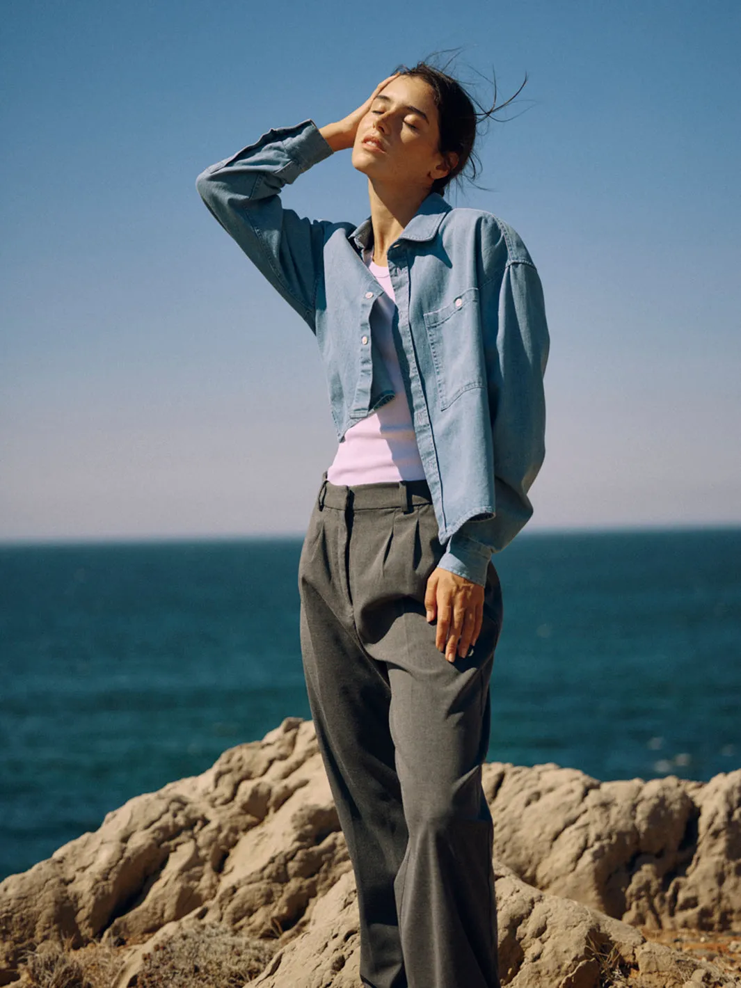 Short Organic Cotton Denim Blouse Light Blue sold by Ivalo.com product image thumbnail 4