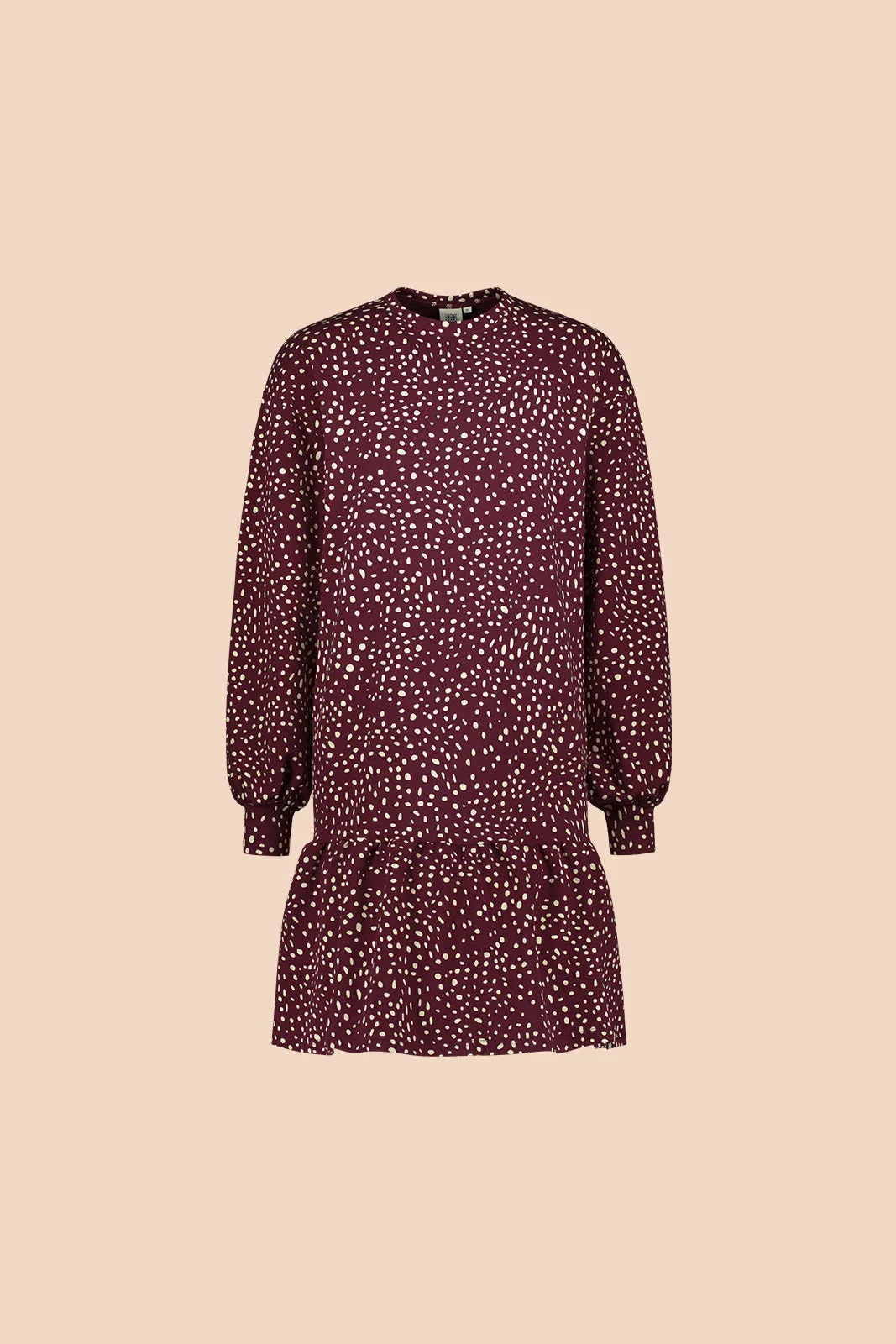 Ruffle Sweatshirt Dress Wild Dots Burgundy sold by Ivalo.com product image thumbnail 2