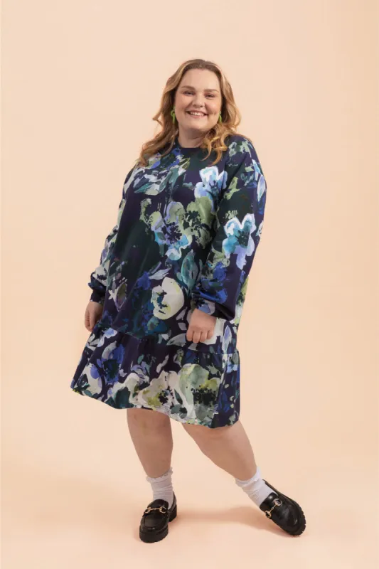 Ruffle Sweatshirt Dress Blue Anemone sold by Ivalo.com