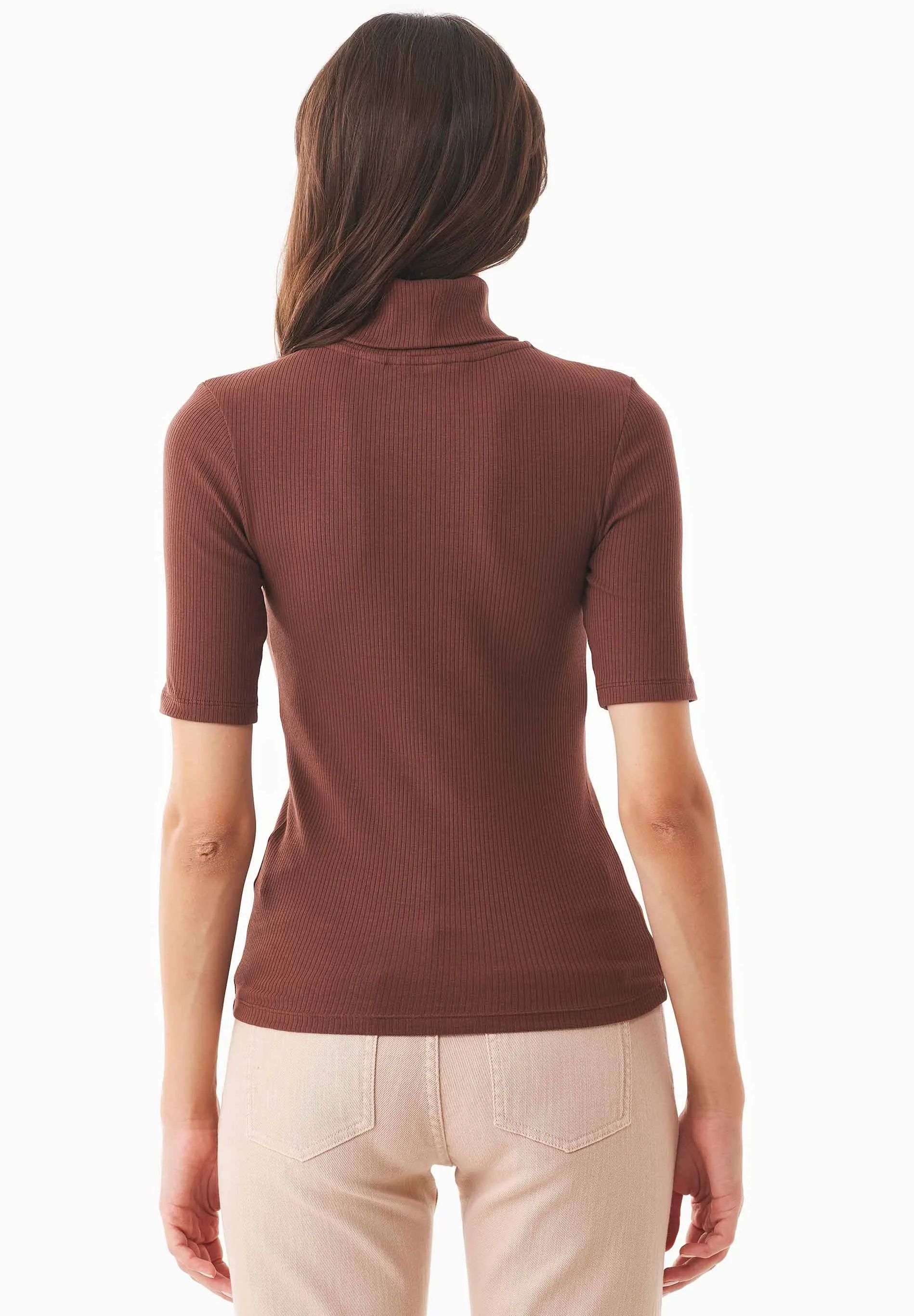 Women's Short Sleeved Cotton Turtleneck Radical Brown sold by Ivalo.com product image thumbnail 2