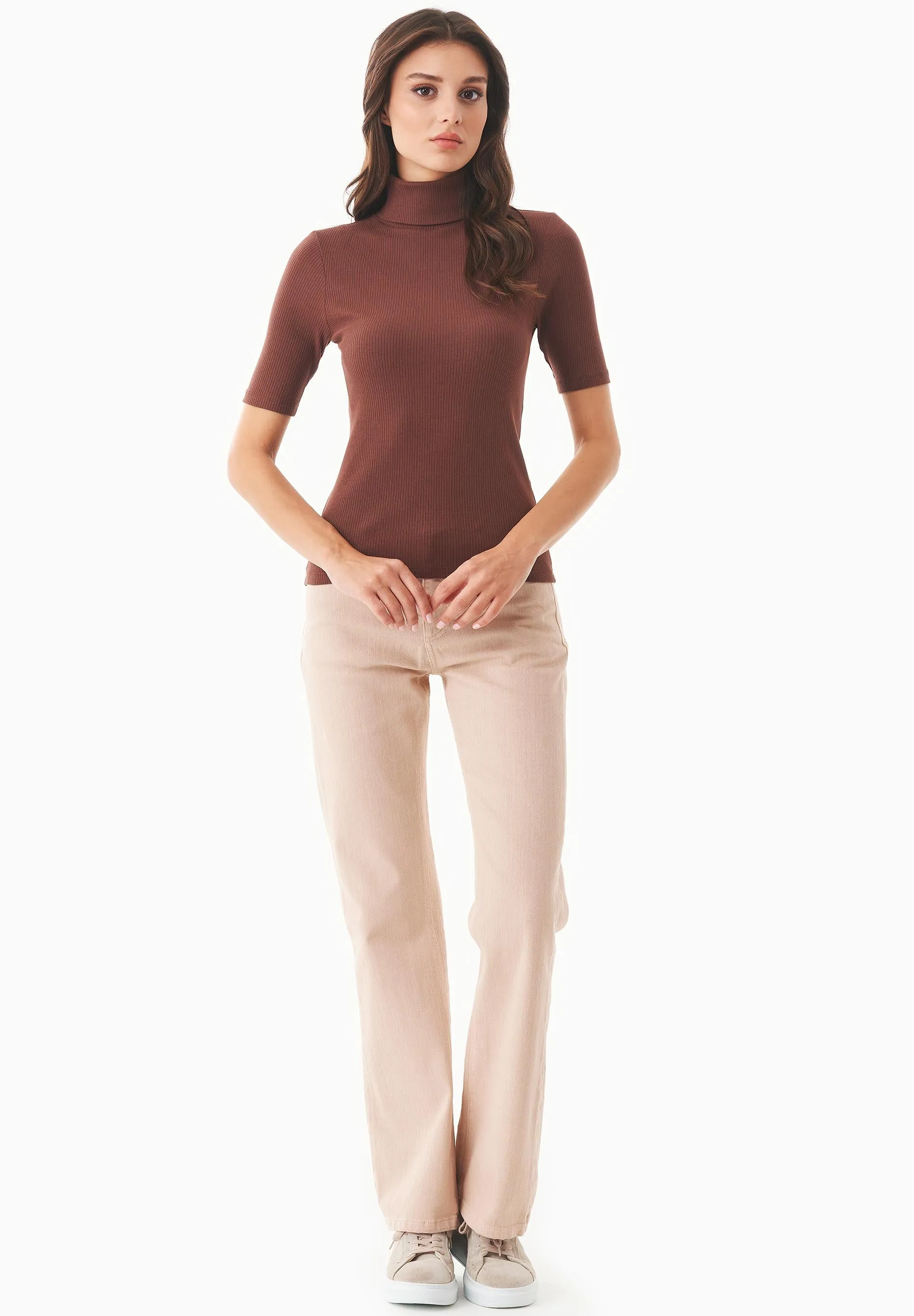 Women's Short Sleeved Cotton Turtleneck Radical Brown sold by Ivalo.com product image thumbnail 4