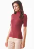 Women's Short Sleeved Cotton Turtleneck Syrah Red sold by Ivalo.com