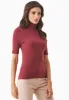 Women's Short Sleeved Cotton Turtleneck Syrah Red sold by Ivalo.com