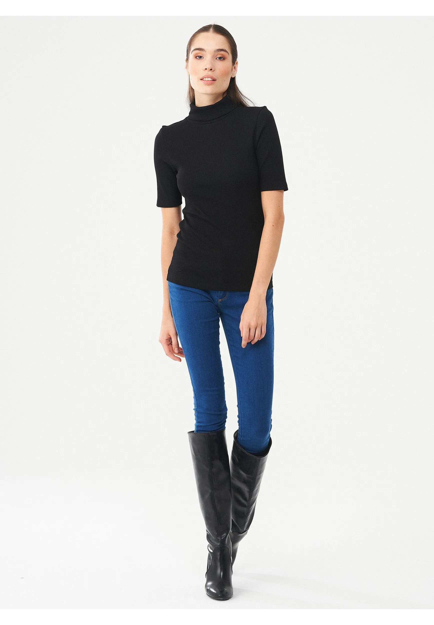 Women's Short Sleeved Cotton Turtleneck Black sold by Ivalo.com product image thumbnail 5